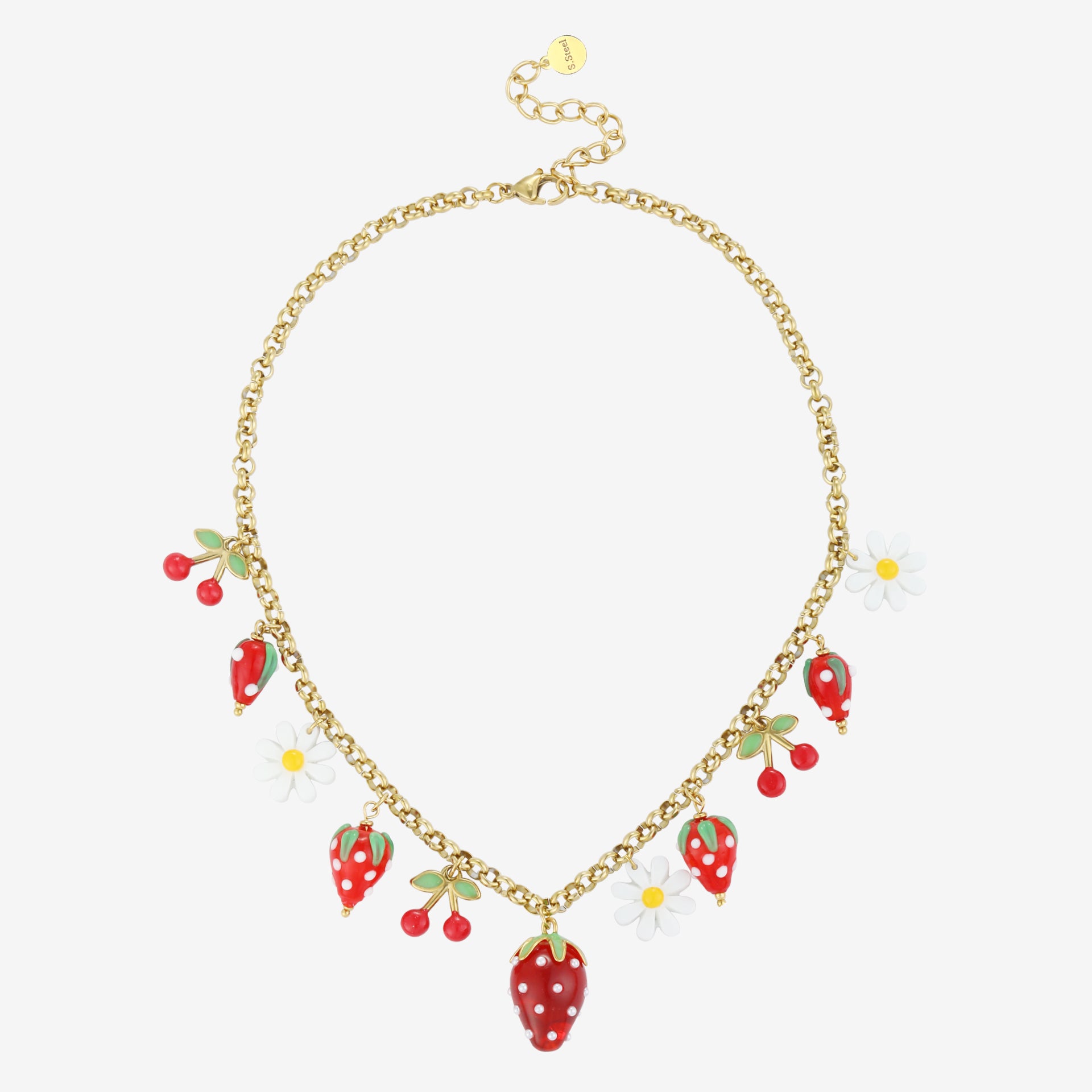 Erdbeer-Anhänger Halskette aus Edelstahl – 14 Karat vergoldet | Sommer Statement