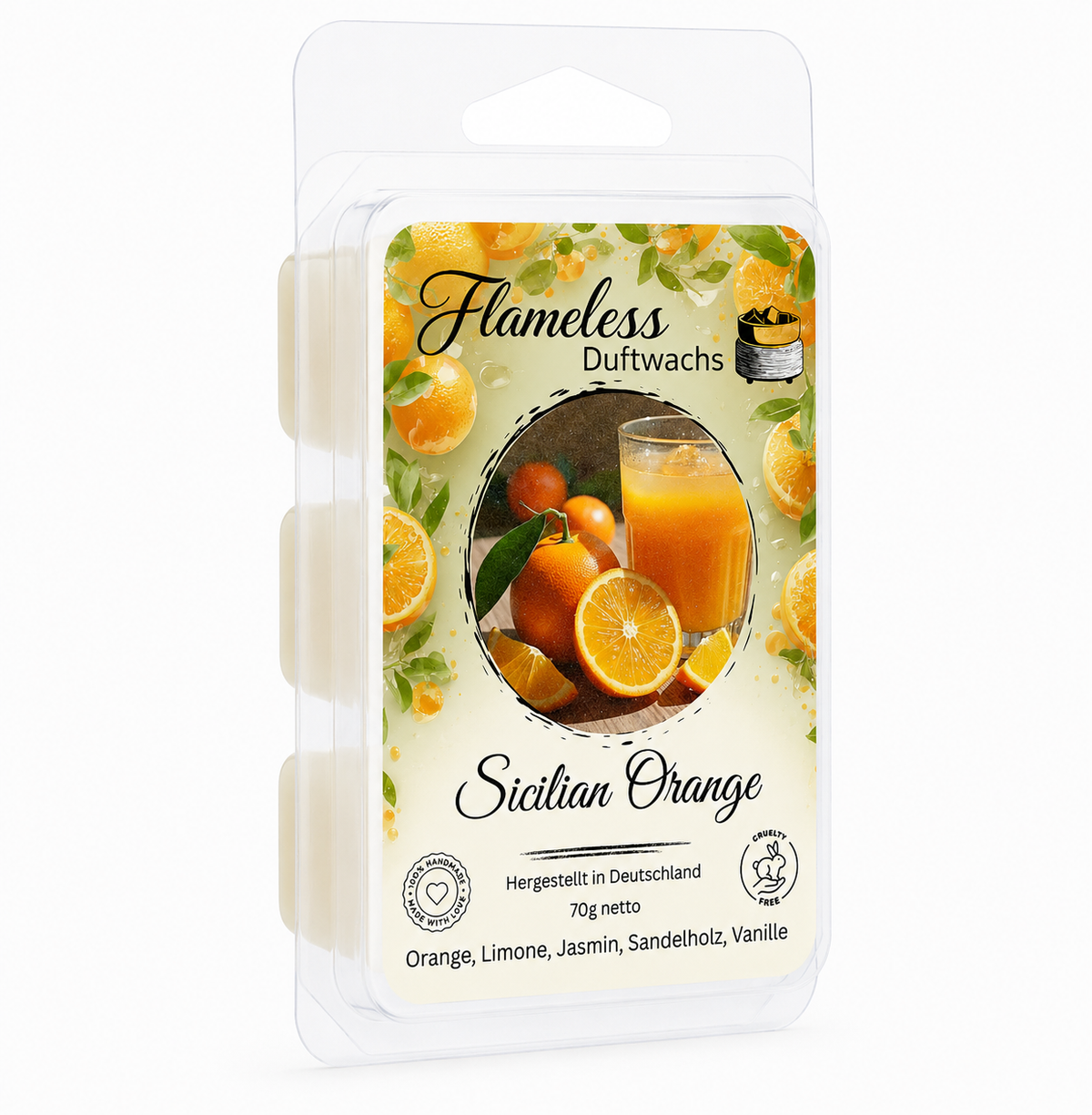 FLAMELESS Soja-Duftwachs SICILIAN ORANGE 70 g