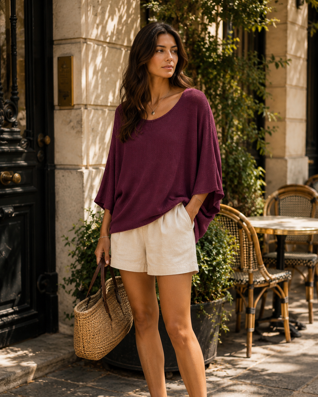 Soft Knit Oversize Top – Bordeaux