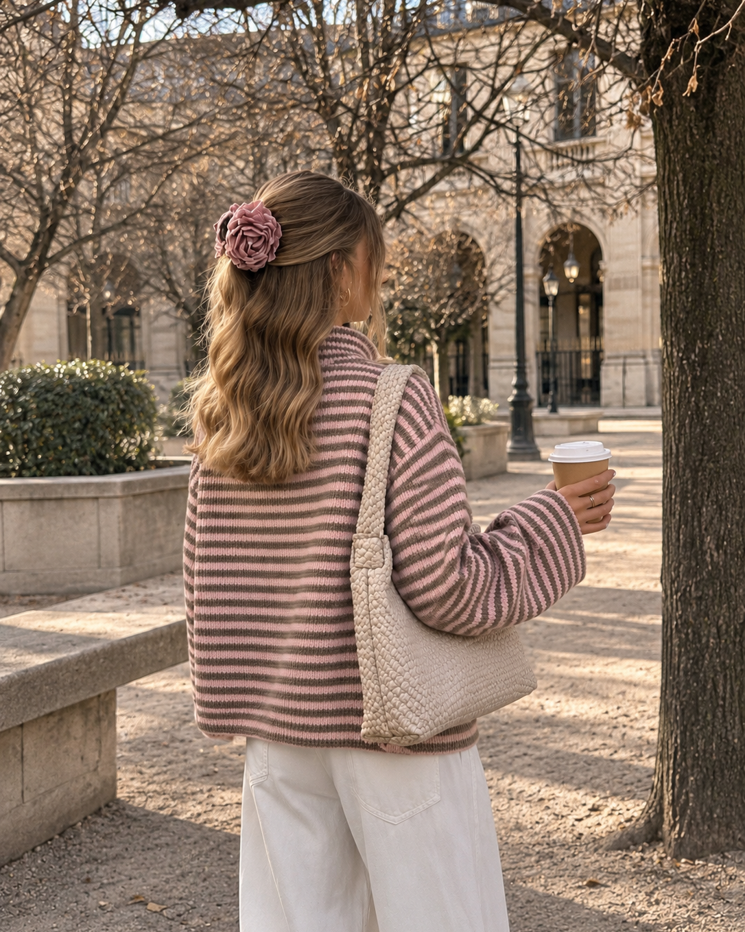 Gestreifte Zipper Strickjacke