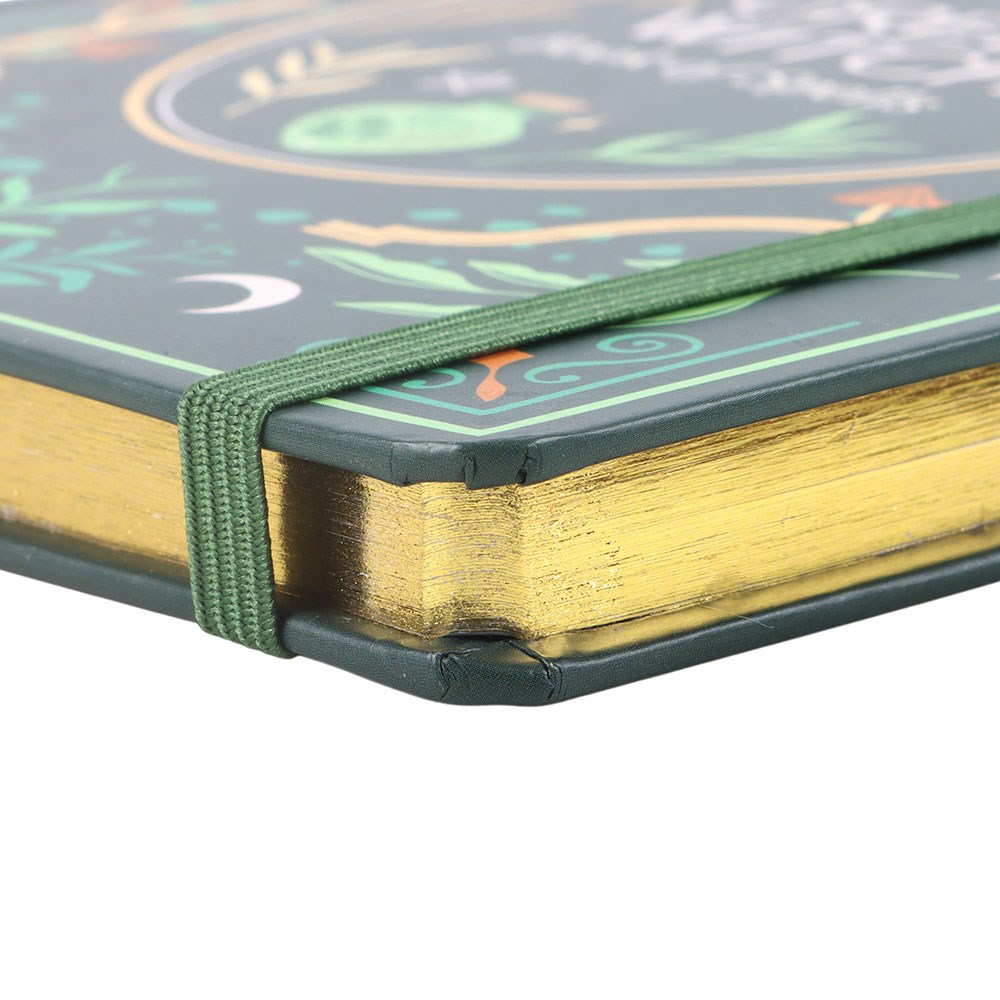 Green Witch A5 Notizbuch – 200 linierte Seiten mit Gummiband