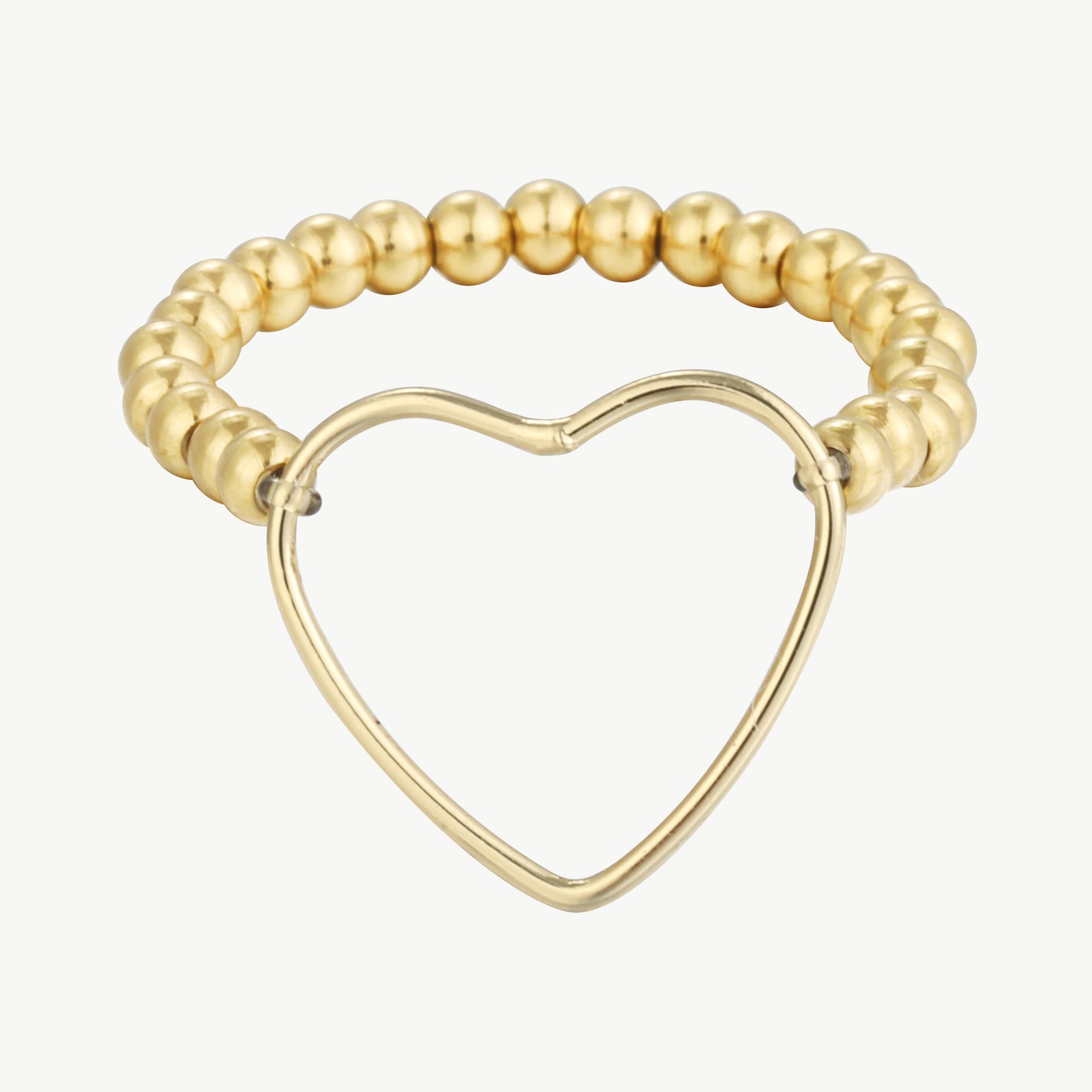 Vergoldeter Herz Perlen Ring | Verstellbarer Edelstahlring