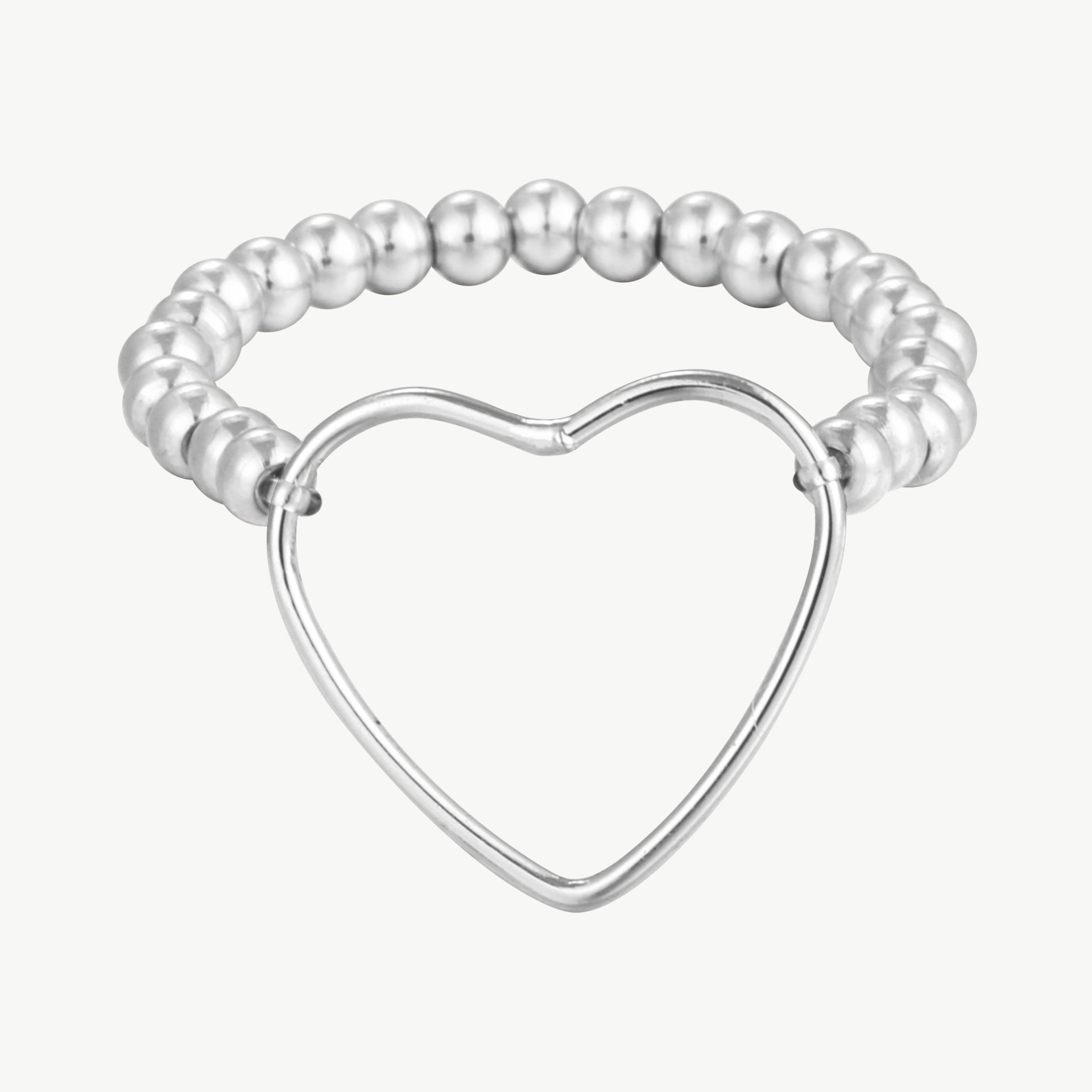 Vergoldeter Herz Perlen Ring | Verstellbarer Edelstahlring