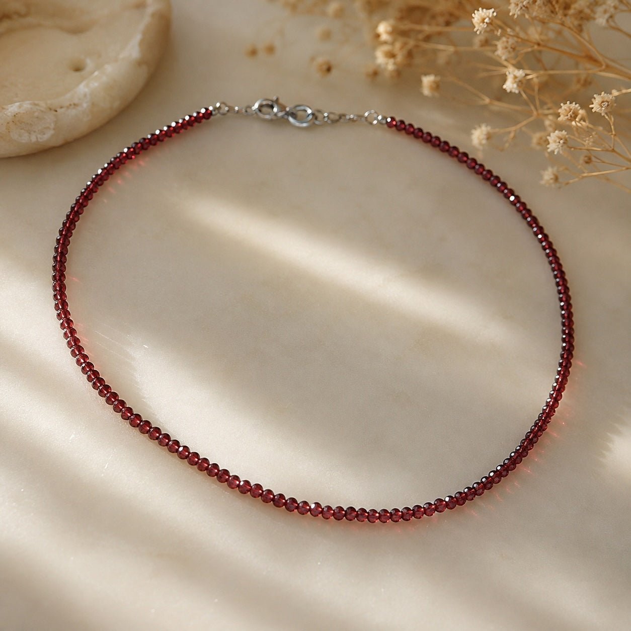 Hessonit Granat Edelsteinkette – facettiert