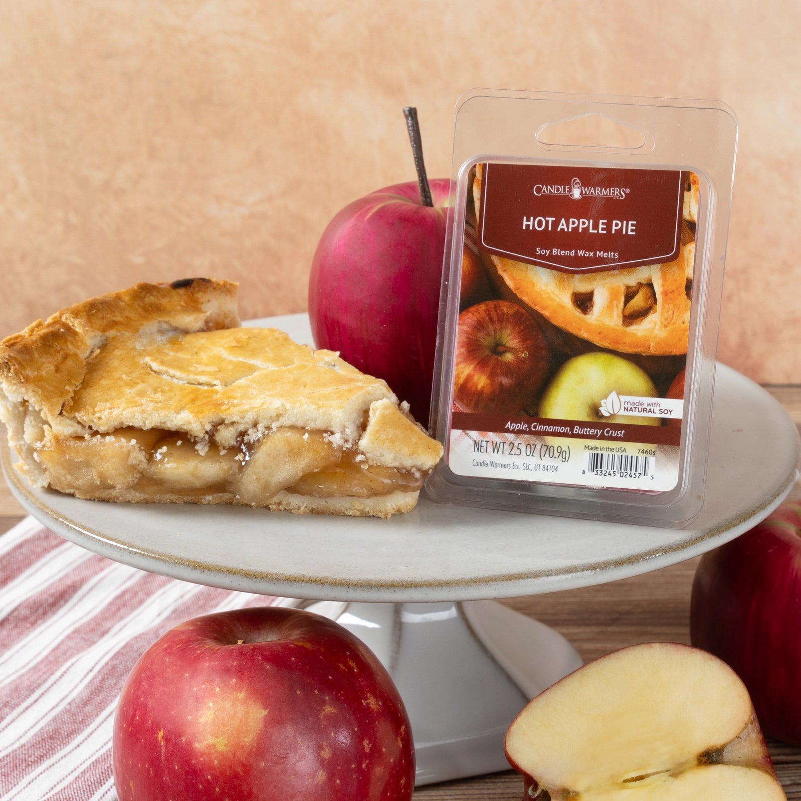 Wachsmelt – Hot Apple Pie | Handgegossen aus 100% Sojawachs, Warmer Apfelkuchen-Duft