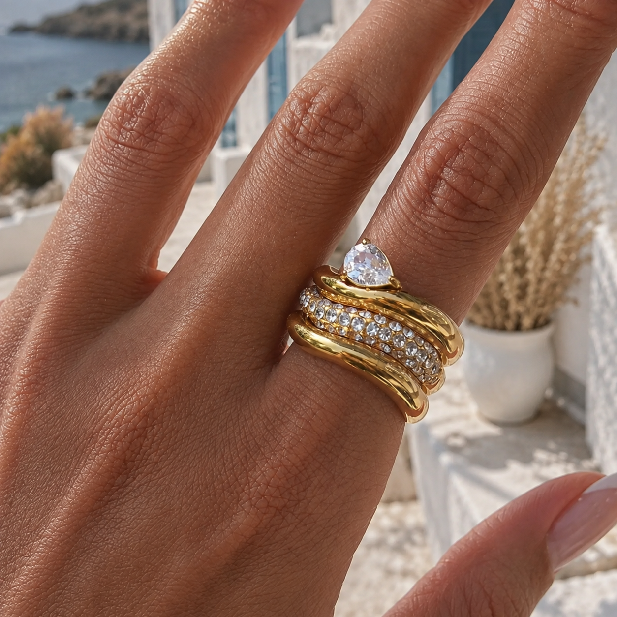 Diamond Stack Ringe – Edelstahl Ringe mit funkelndem Zirkonia