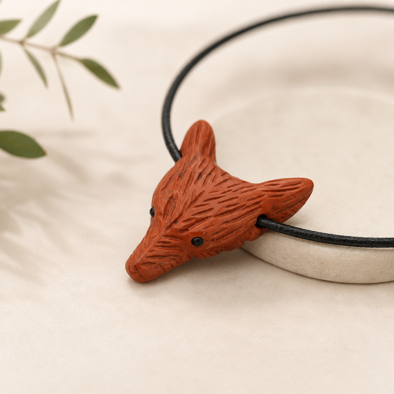 Jaspis Rot Wolfskopf Anhänger – Kraftvoller Edelstein-Anhänger ca. 3 cm