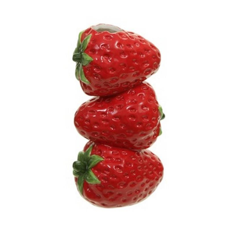 Keramik Vase Erdbeere – Rot & Grün | 20 cm