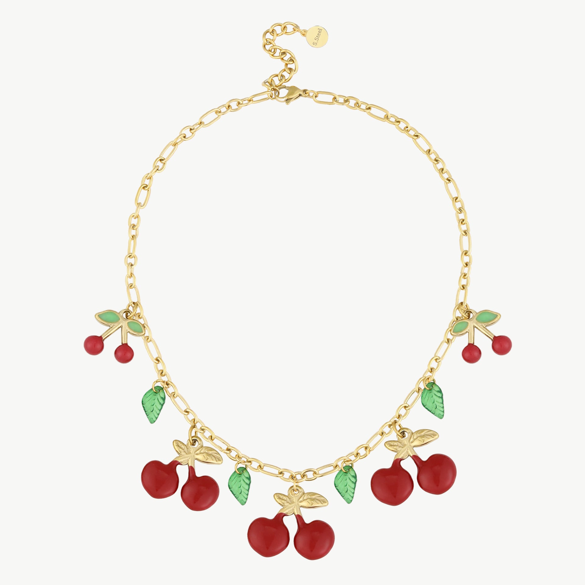 Kirsch Charm Kette – Edelstahl vergoldet | Verspieltes Statement