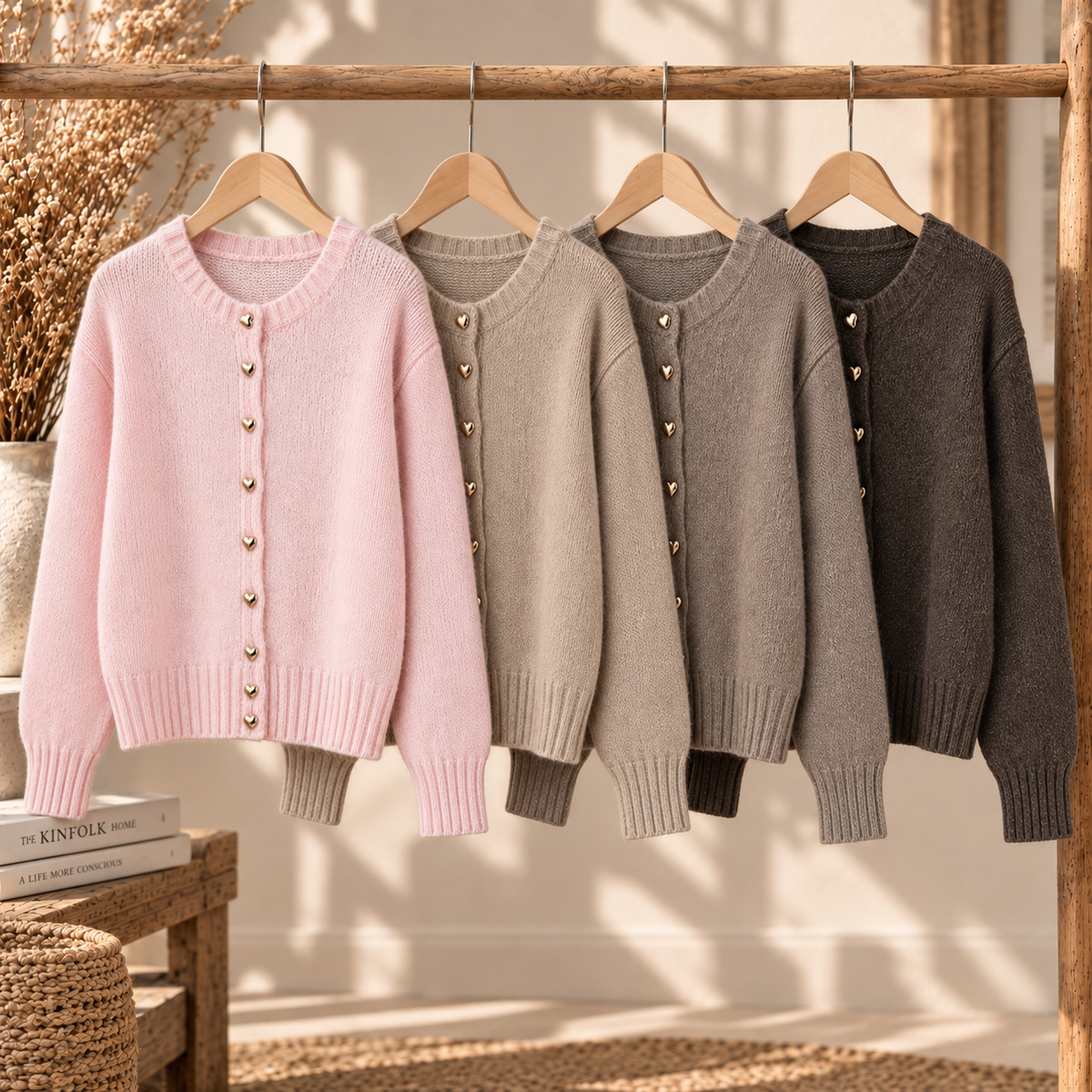 Kuscheliger Strickcardigan mit Herzknöpfen