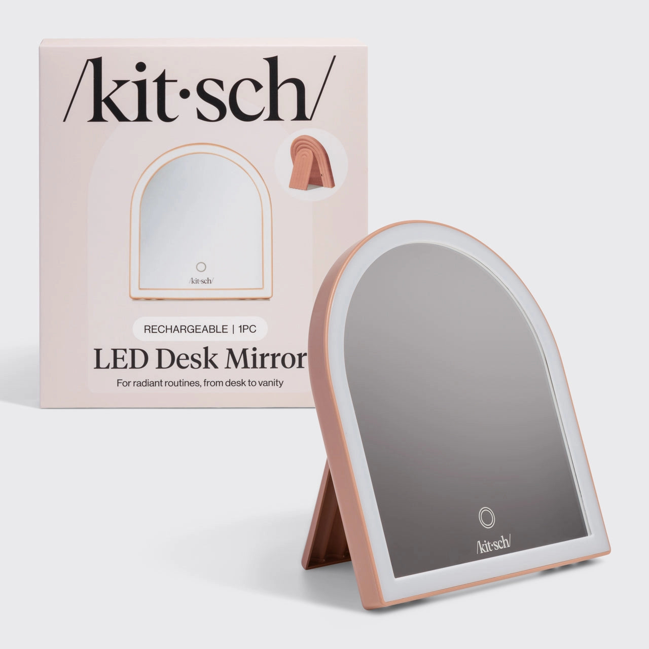 Kitsch Terrakotta Bogen Tischspiegel mit LED