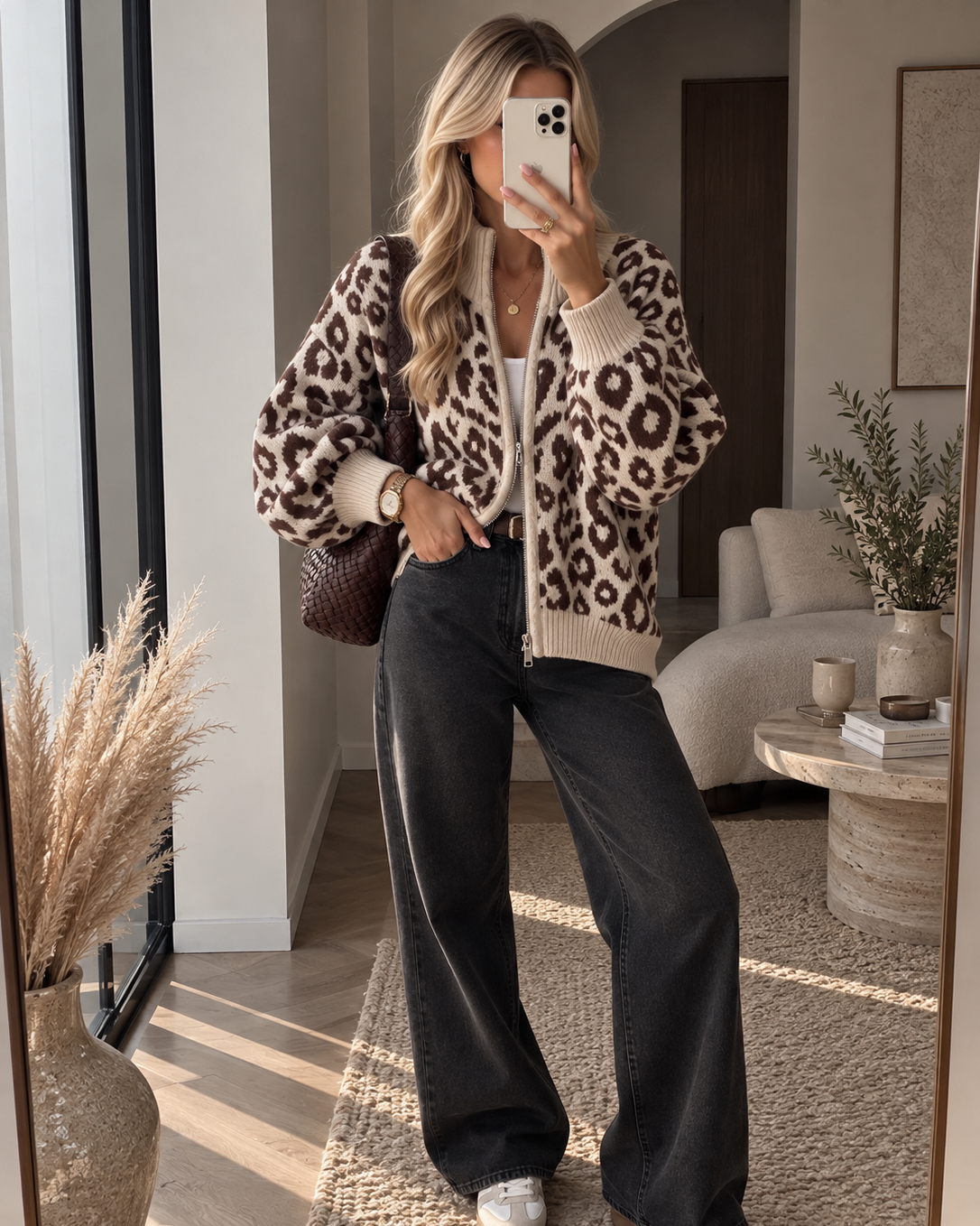 Leo Zipper Cardigan – Earthy Colors