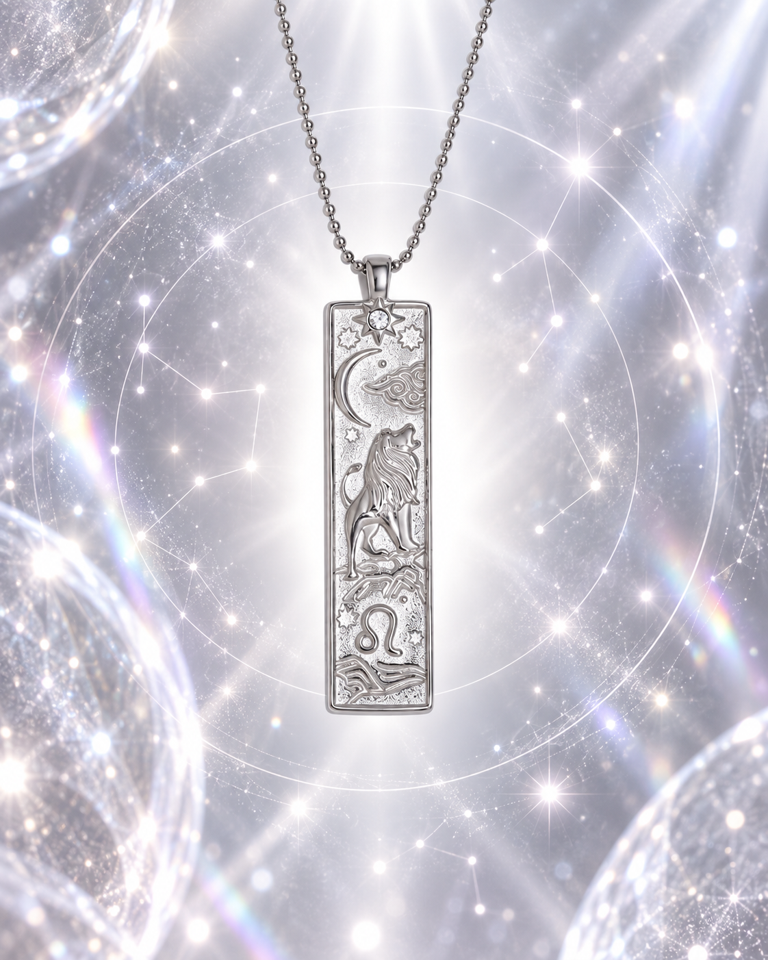 Löwe Sternzeichen Kette in Silber mit kunstvollem Zodiac Anhänger von ANNURAH