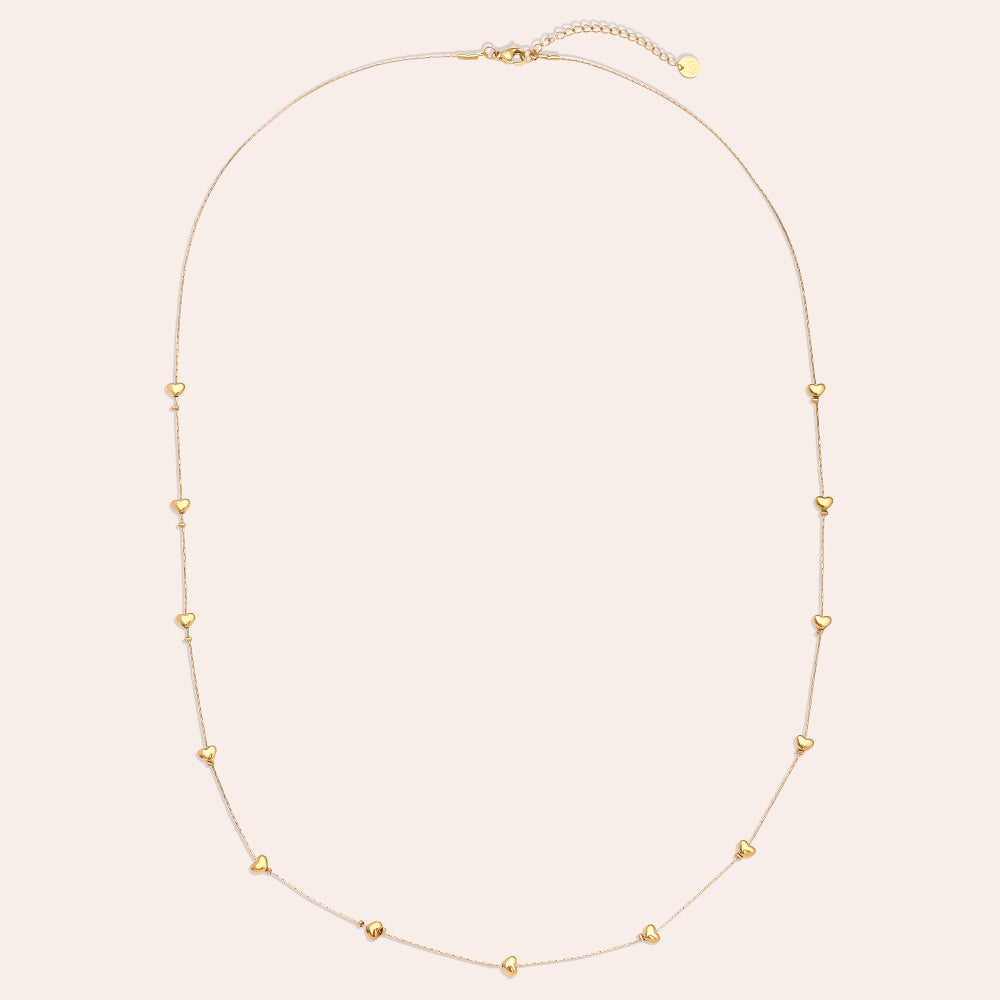 Many Sweet Heart Halskette aus Edelstahl – 70 cm Herz-Statement