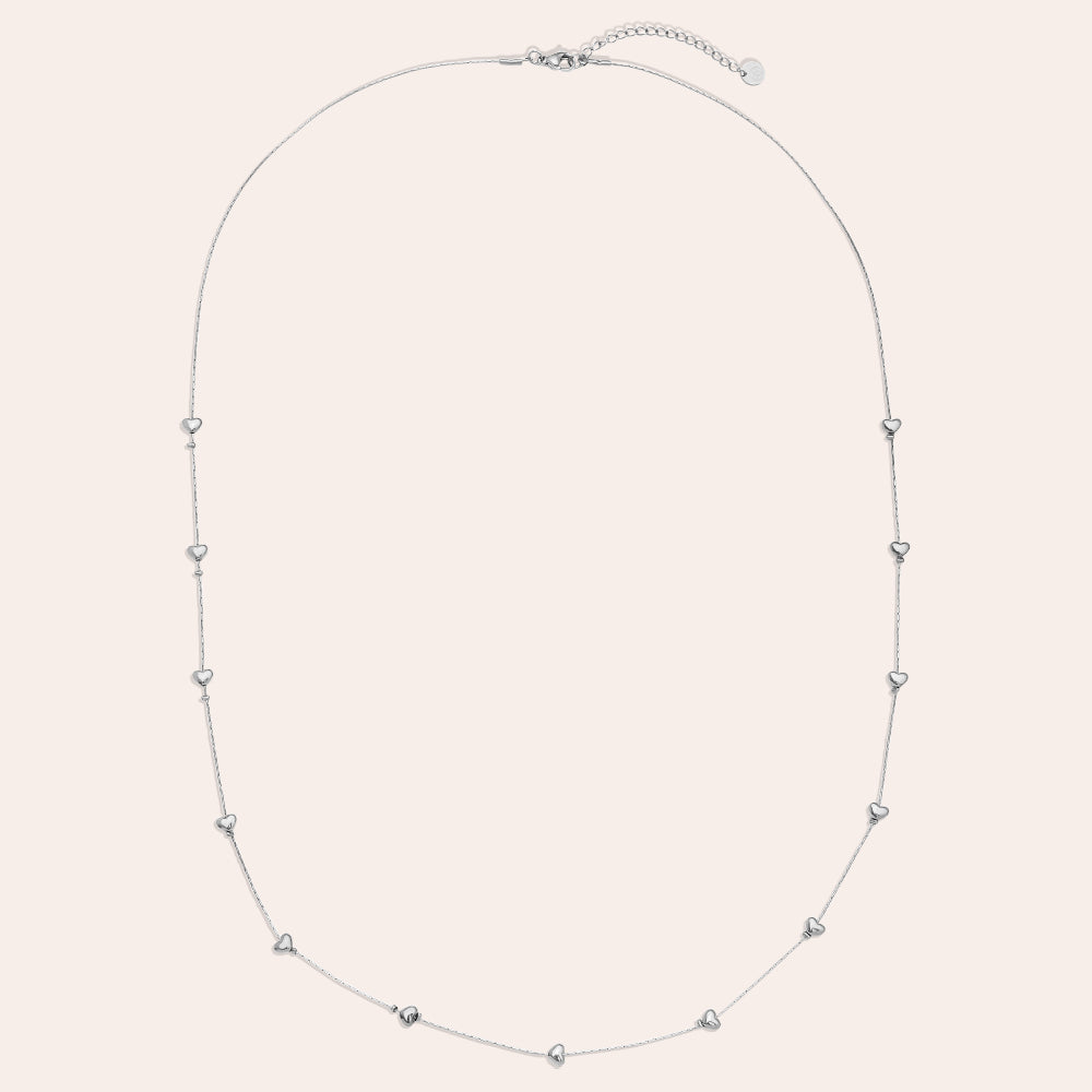 Many Sweet Heart Halskette aus Edelstahl – 70 cm Herz-Statement