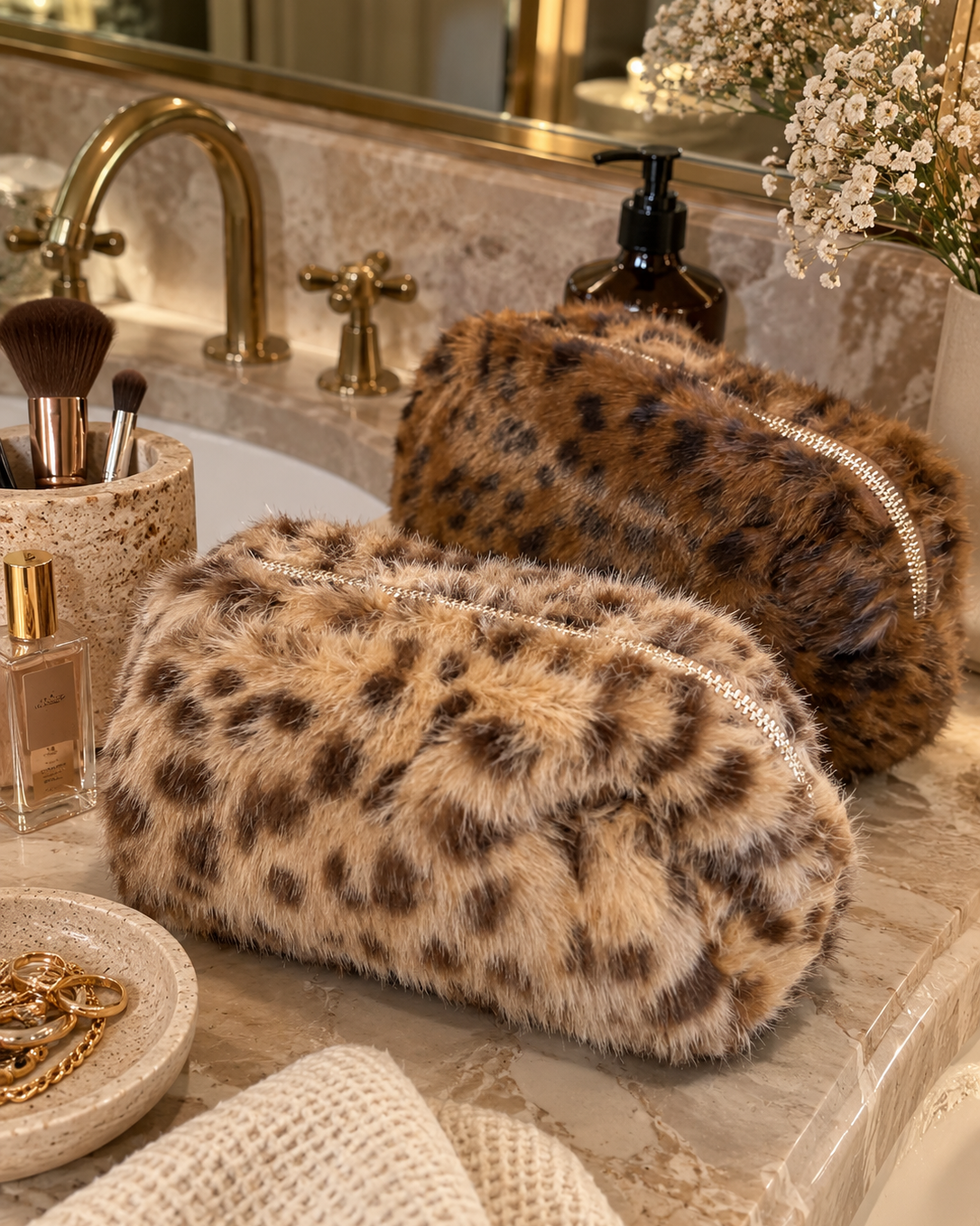 Fawn Love – Flauschige Kosmetiktasche