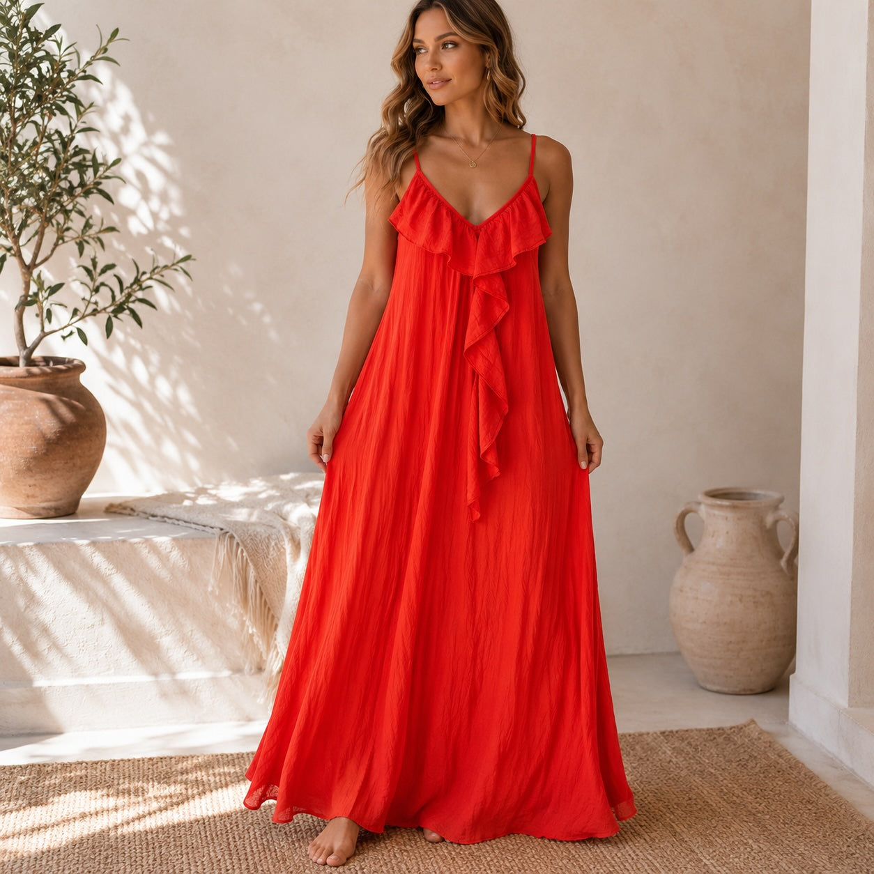 Luftiges Sommer-Maxikleid Orange