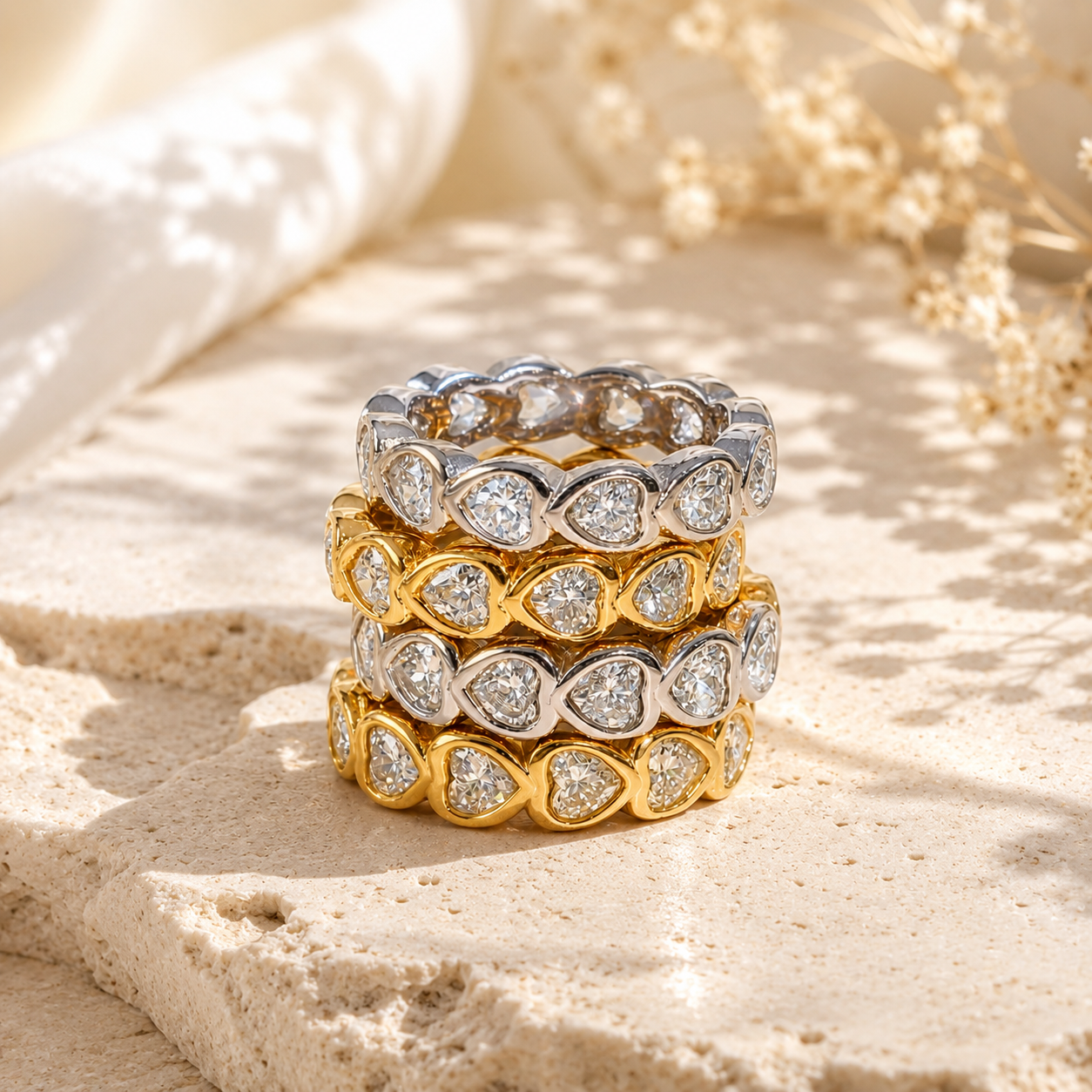 Herz Eternity Ring mit Zirkonia | 18K vergoldeter Edelstahl | Mein Mantra