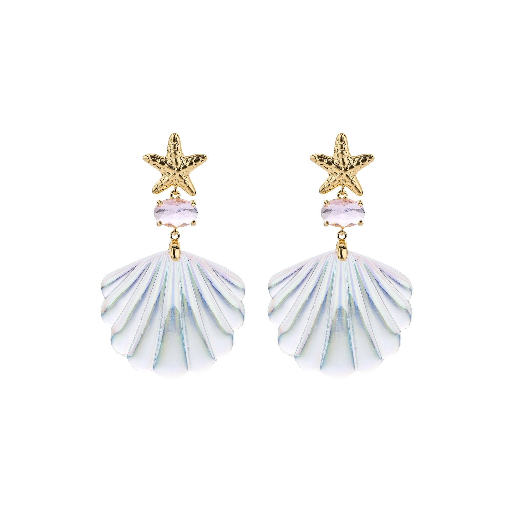 Mermaid Aura Ohrringe – Goldfarbig mit schimmernder Aura