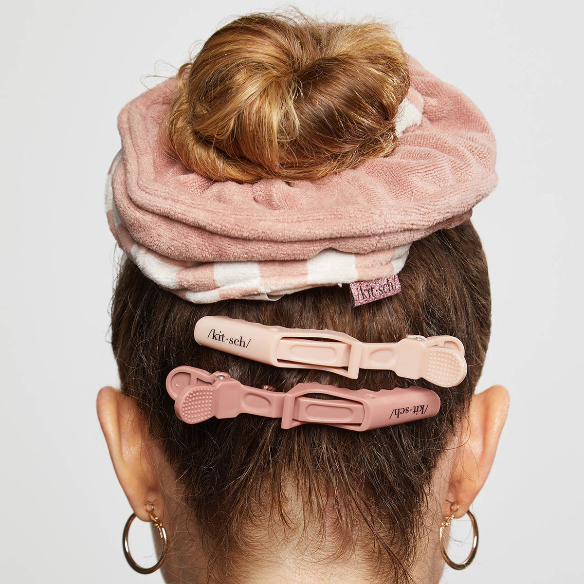 Kitsch Quick Dry – Mikrofaser Towel Scrunchies Terracotta Check | 2er Set