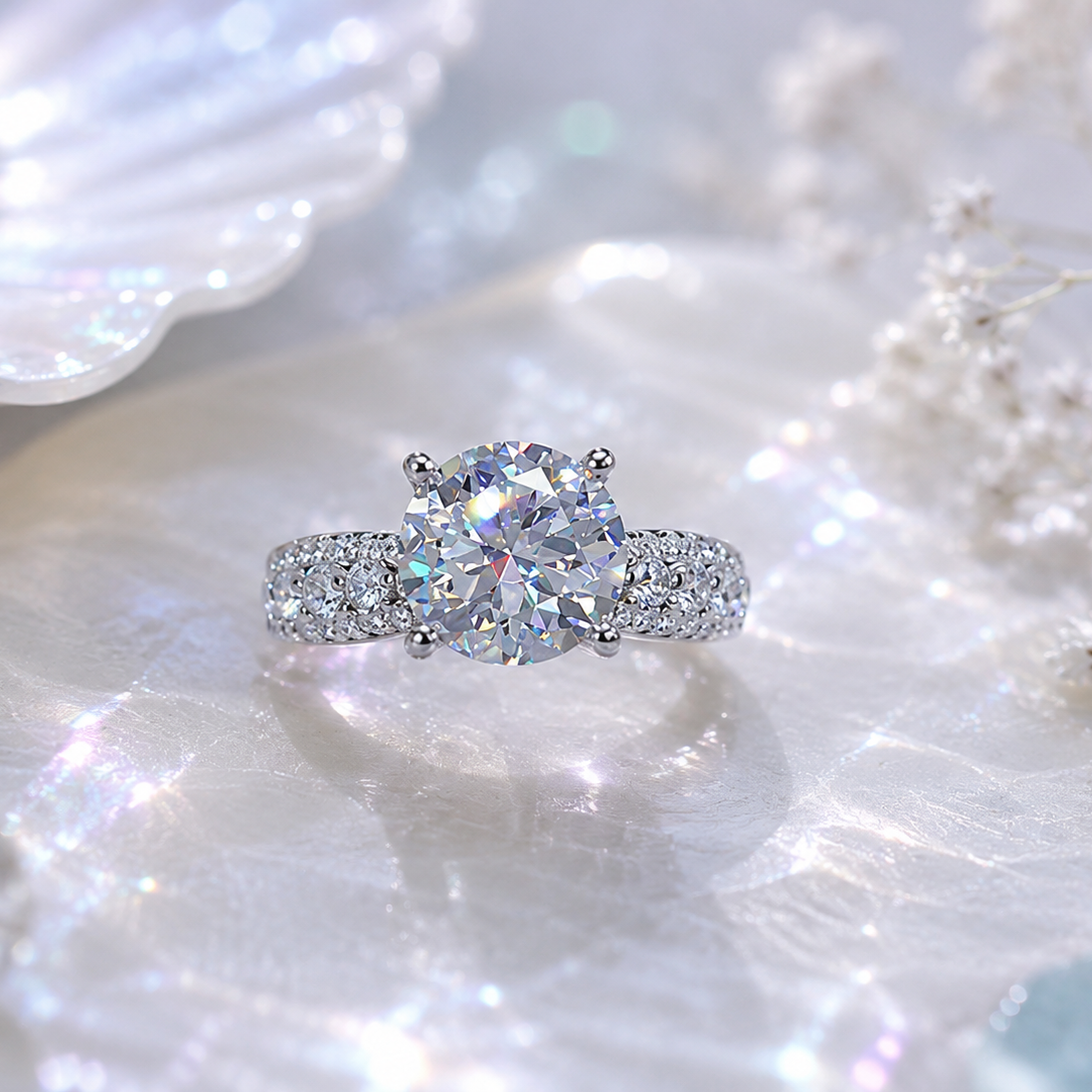 ELYSIA – 3 Karat Weißer Moissanit Ring | 925 Sterling Silber | Mit Zertifikat