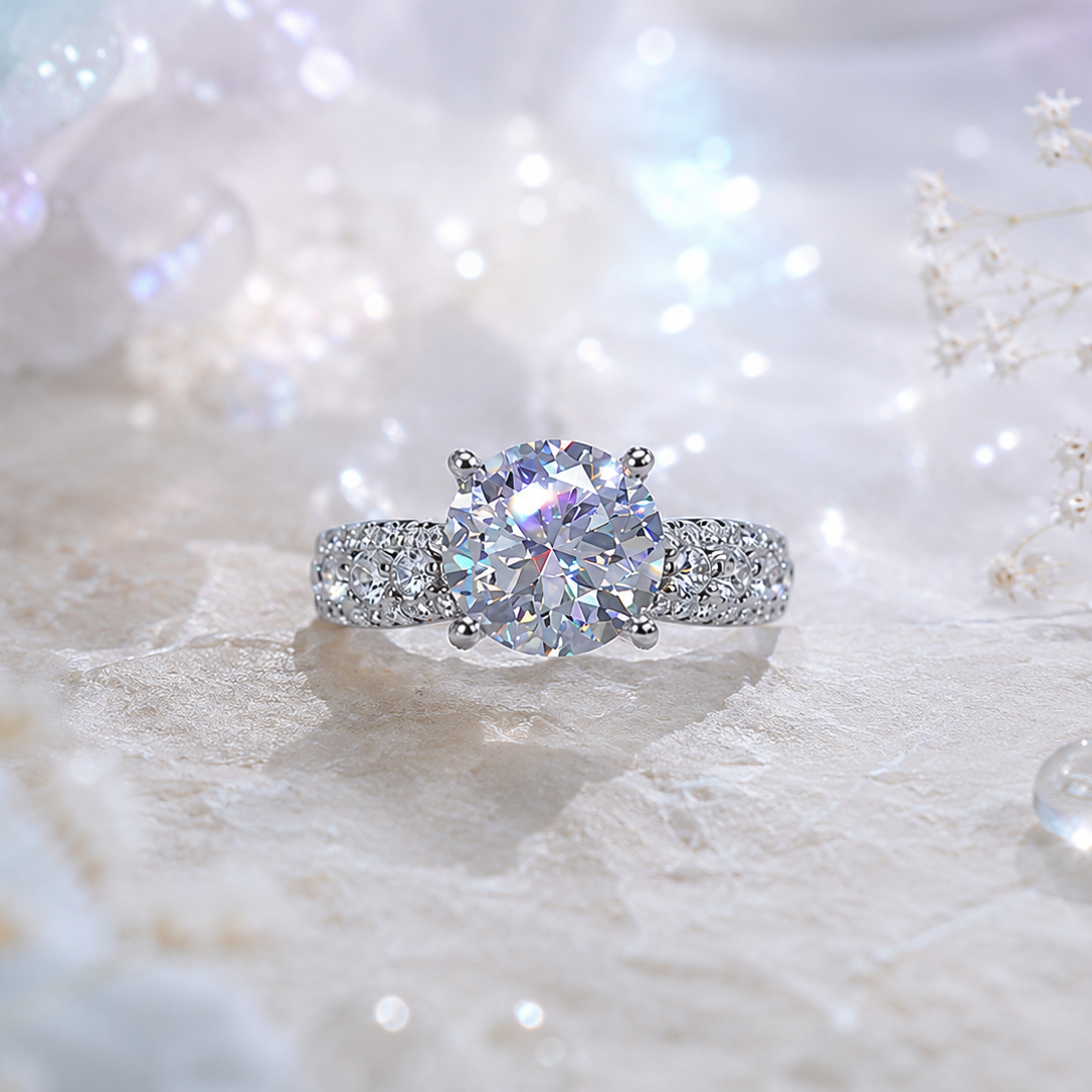 ELYSIA – 3 Karat Weißer Moissanit Ring | 925 Sterling Silber | Mit Zertifikat