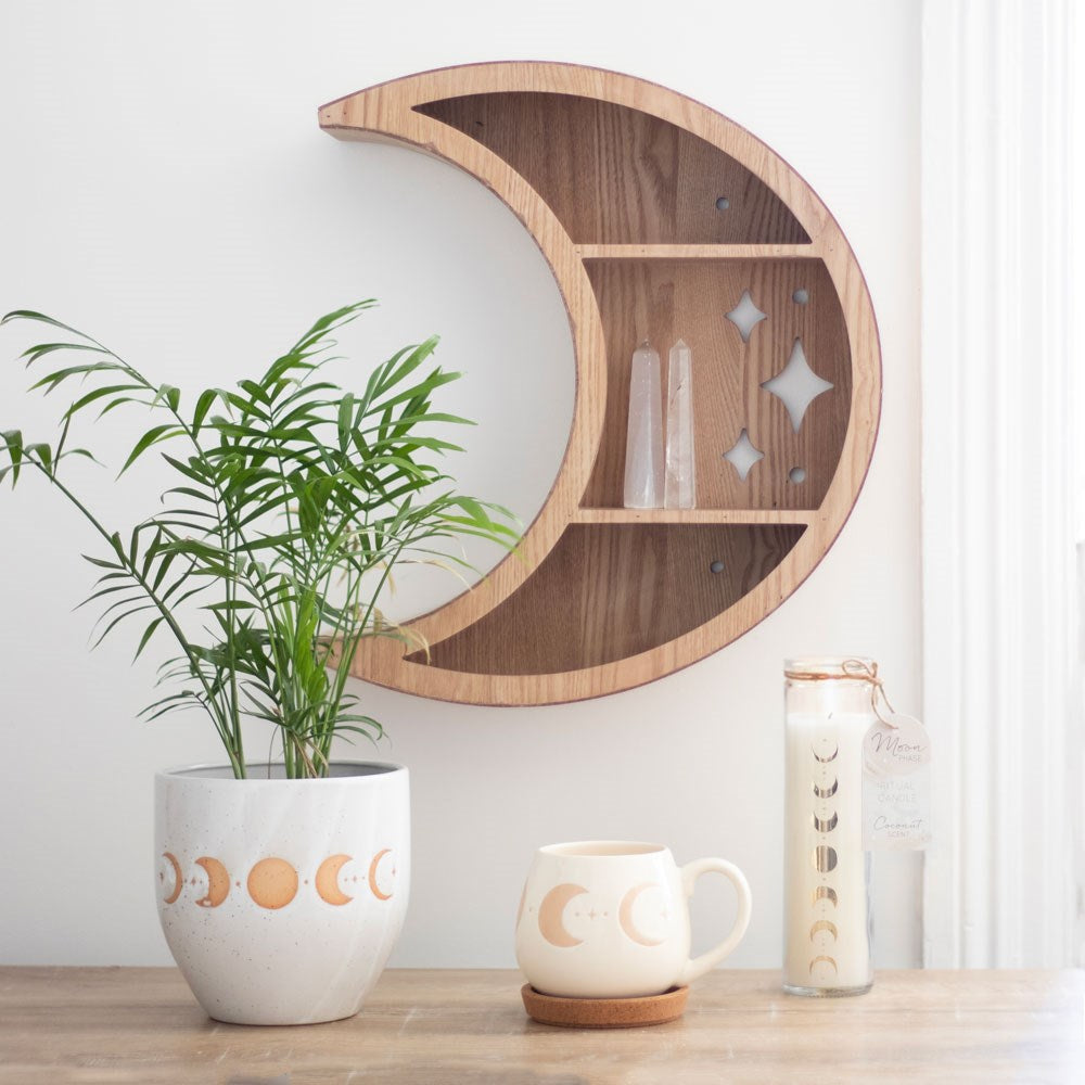 Moon Phase Pflanztopf – Steingut mit Mondphasen-Design