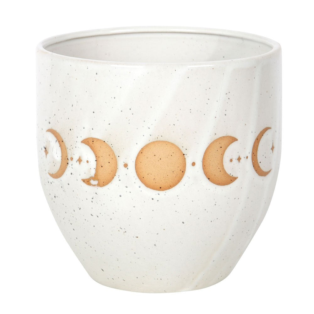 Moon Phase Pflanztopf – Steingut mit Mondphasen-Design