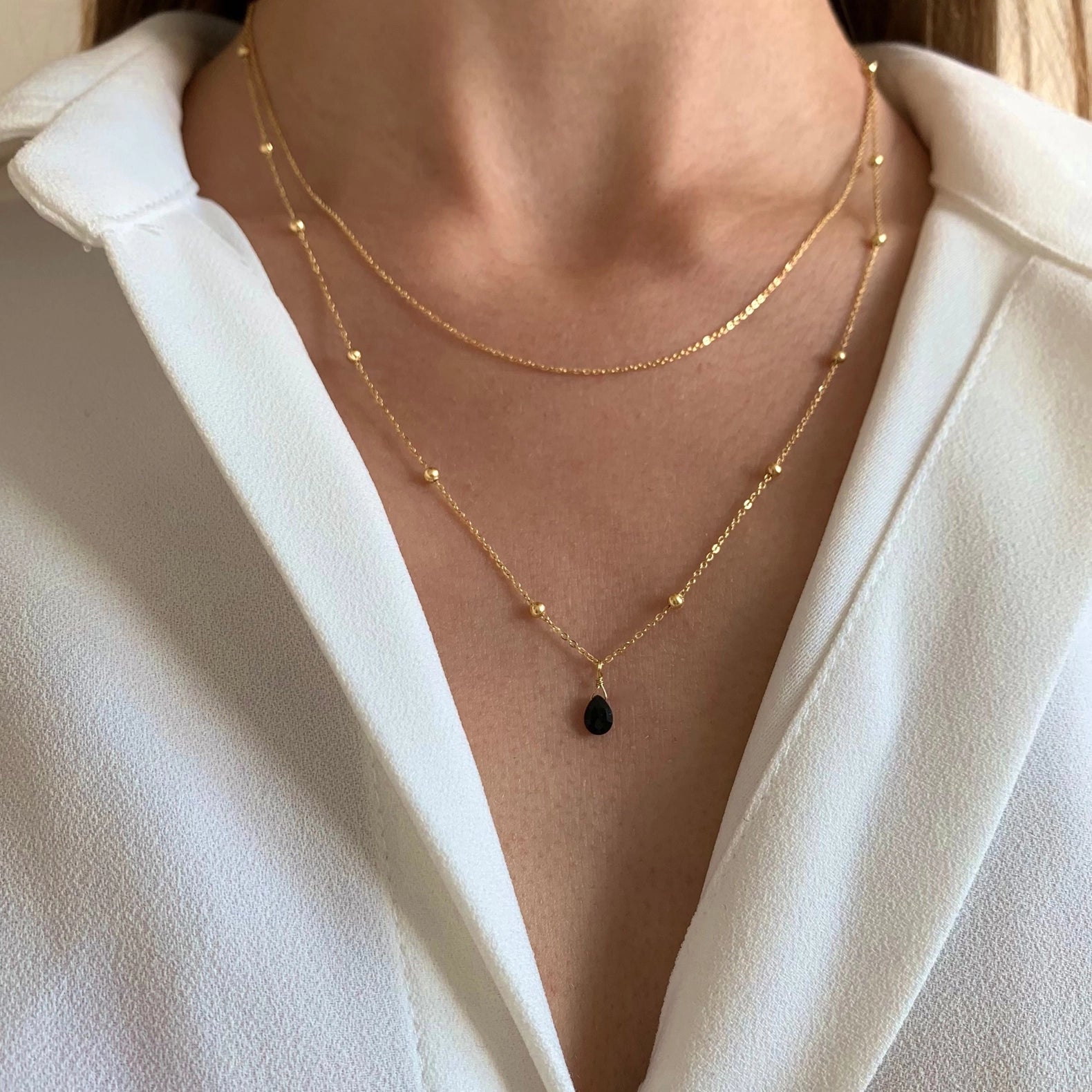 Onyx Double Drop Kette