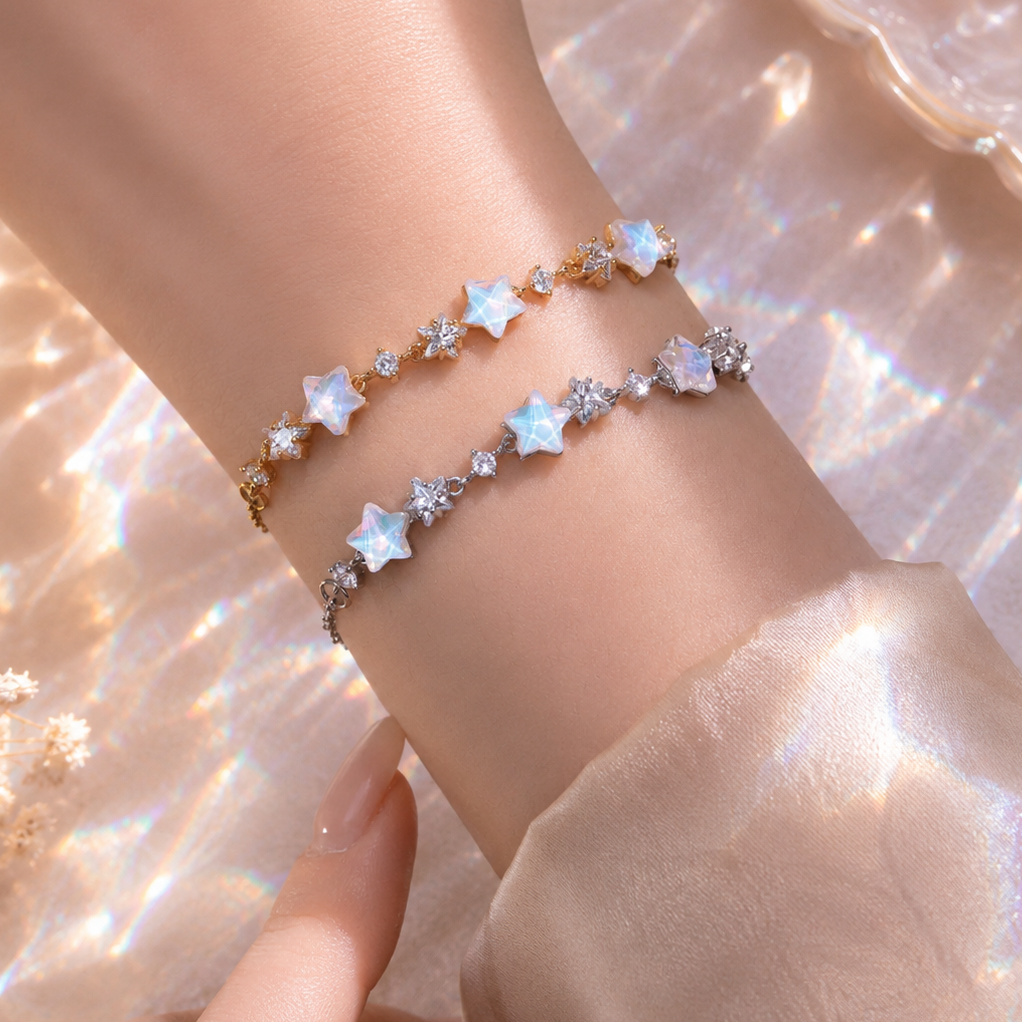 Moon Prism Opal Bracelet – Edelstahl Armband mit Sternen & Opal