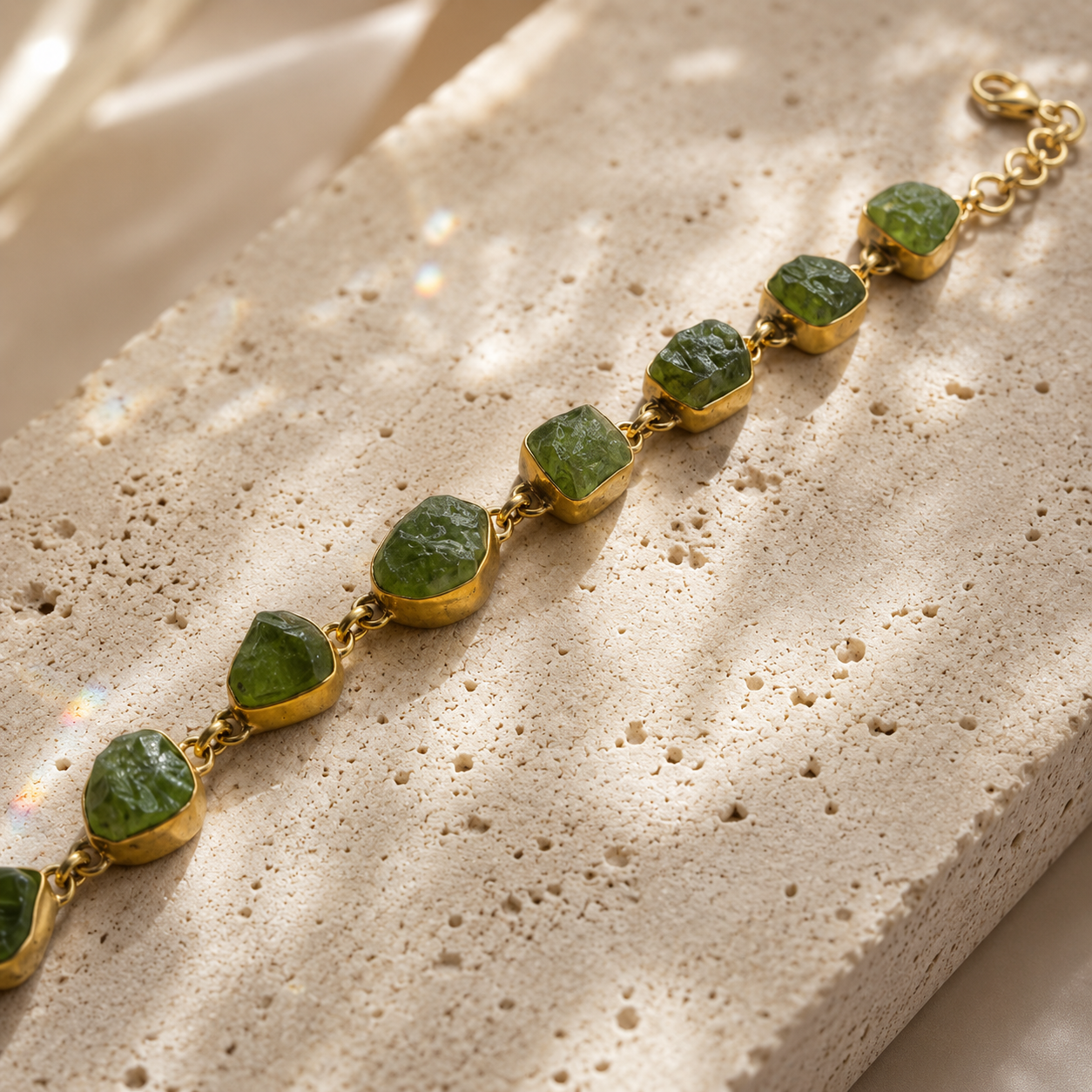Vergoldetes Peridot Armband aus 925 Sterling Silber