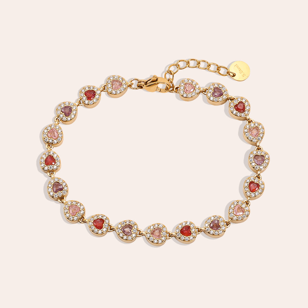 Pink Hearts Edelstahl Armband