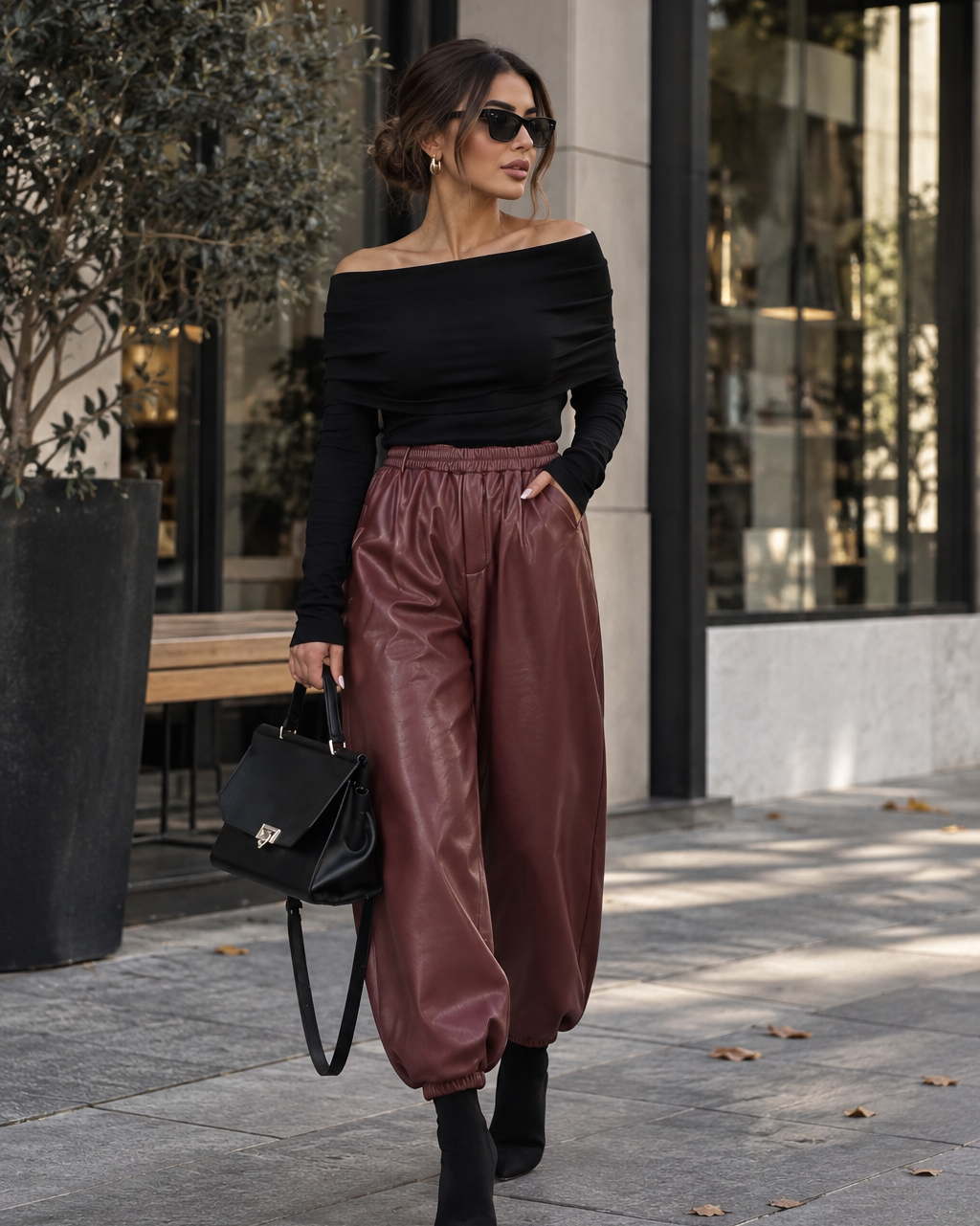 Pumphose im Lederlook
