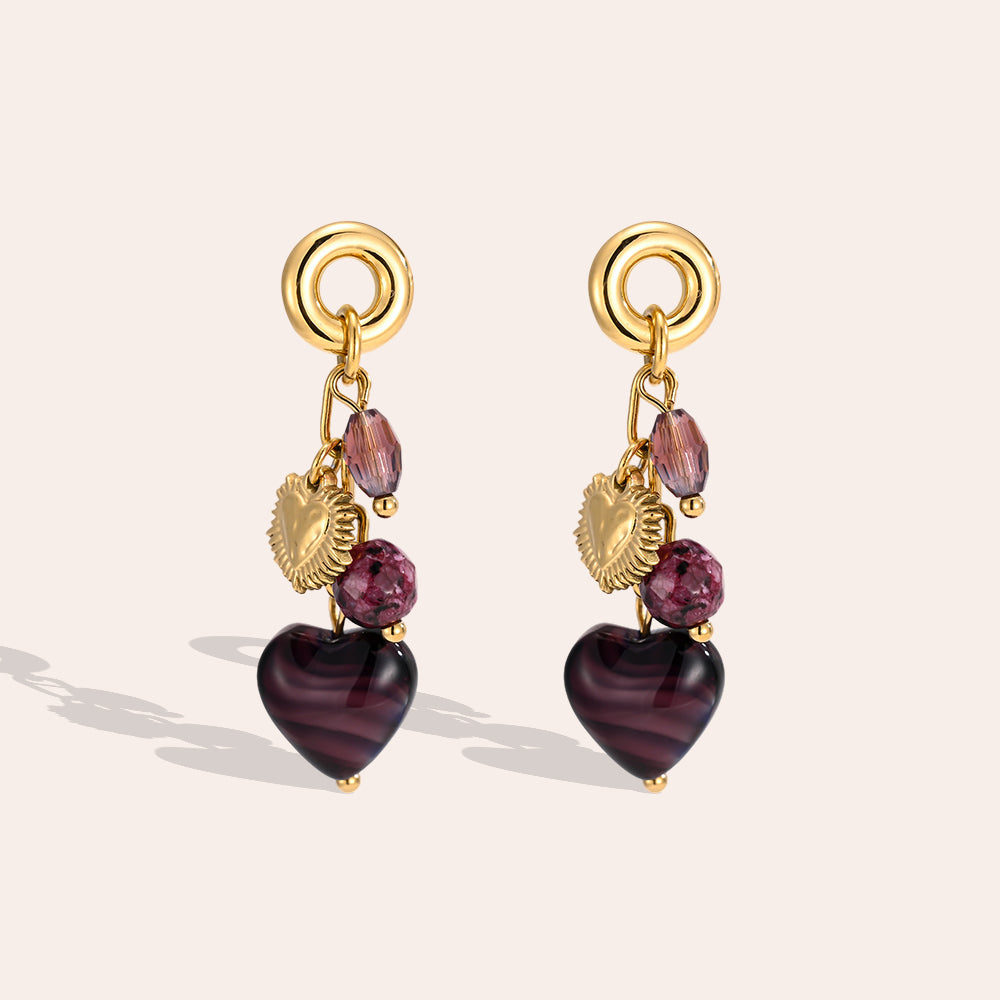 Purple Heart Edelstahl Ohrringe