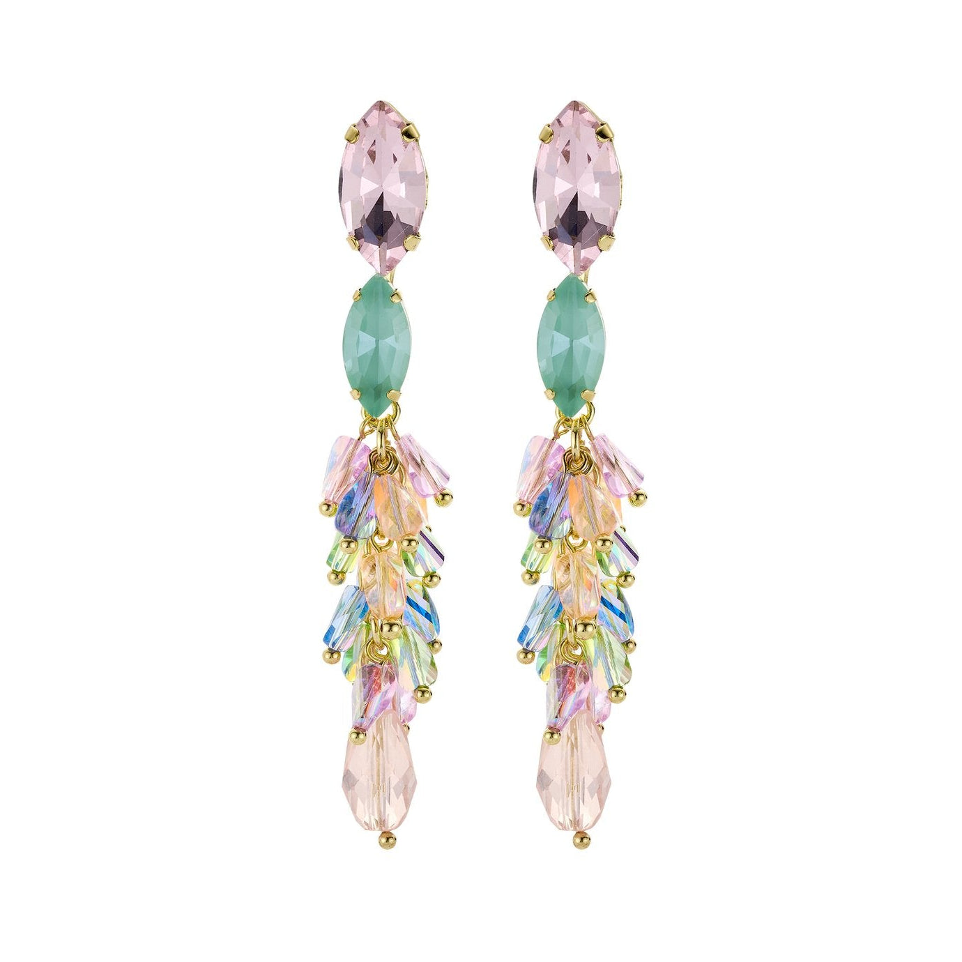 Rainbow Summer Ohrringe Gold – Multicolor Statement mit Glassteinen