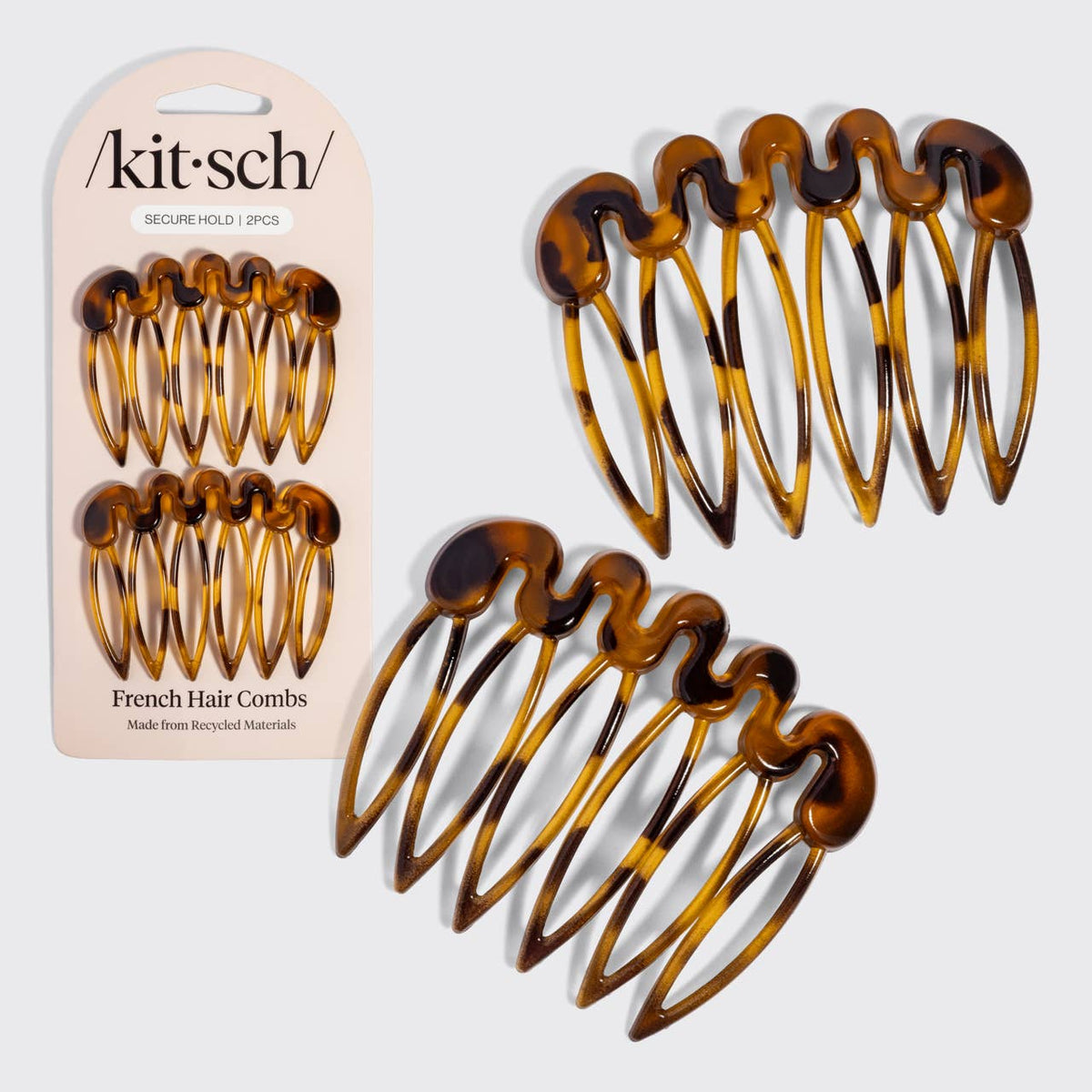Kitsch Tortoise French Chic Haarkämme - 2er Set