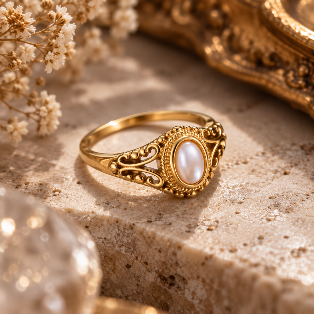 Ring - VIntage Pearl Romance