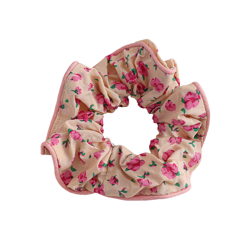 Rosa-Creme Blumen Scrunchie