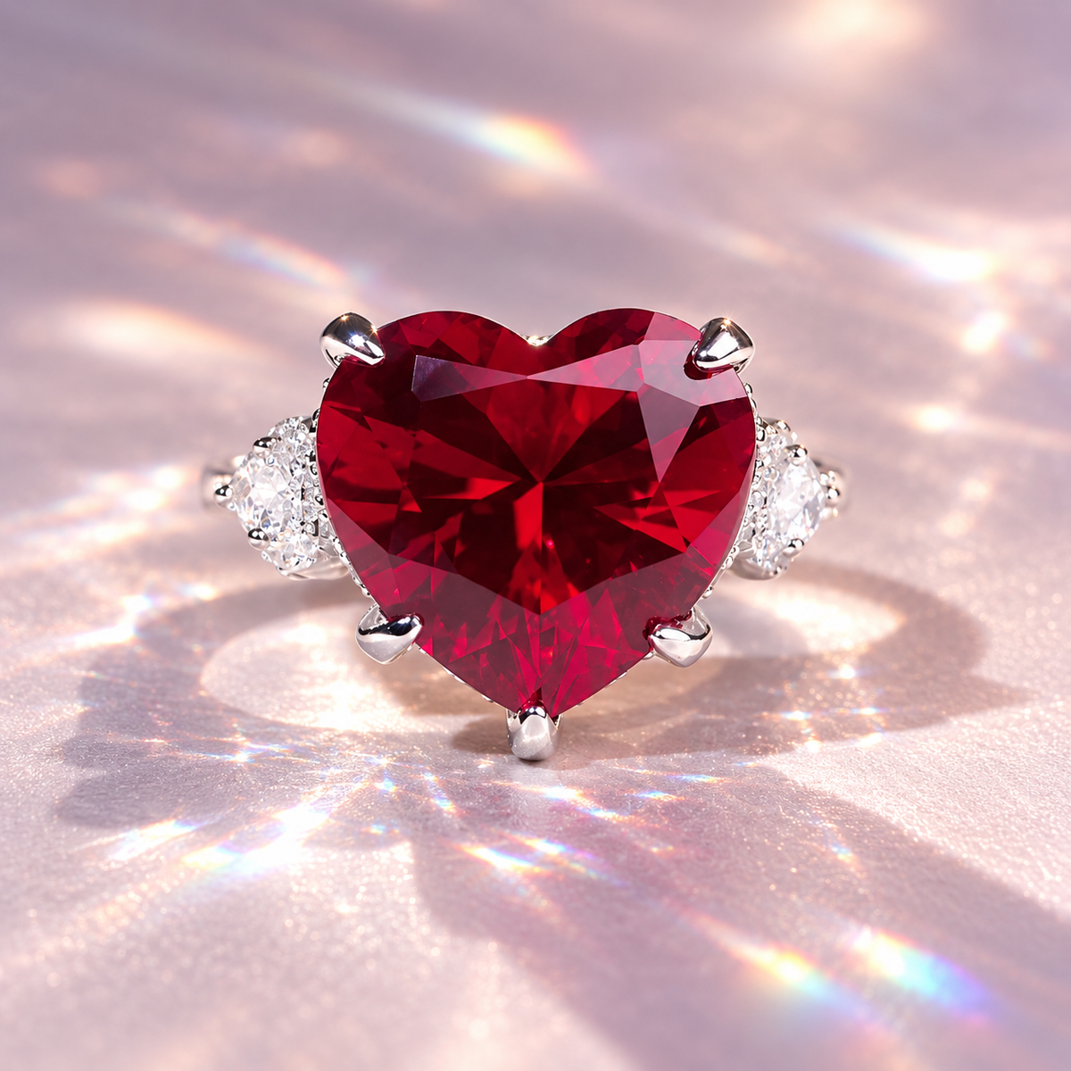 Radiant Diamond – Ruby Heart Ring