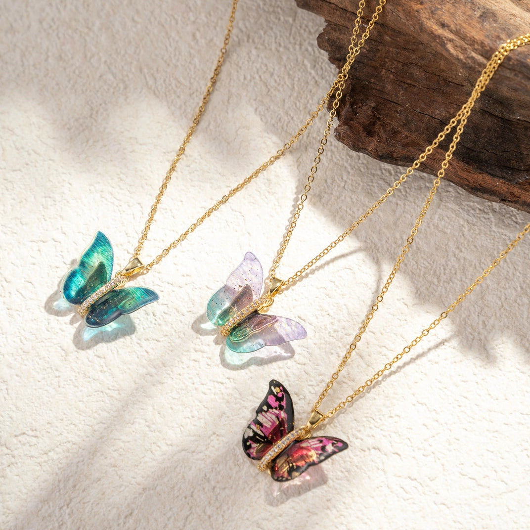 Vergoldete Edelstahl Halskette mit Schmetterling