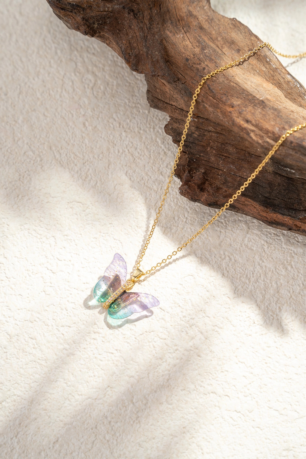 Vergoldete Edelstahl Halskette mit Schmetterling