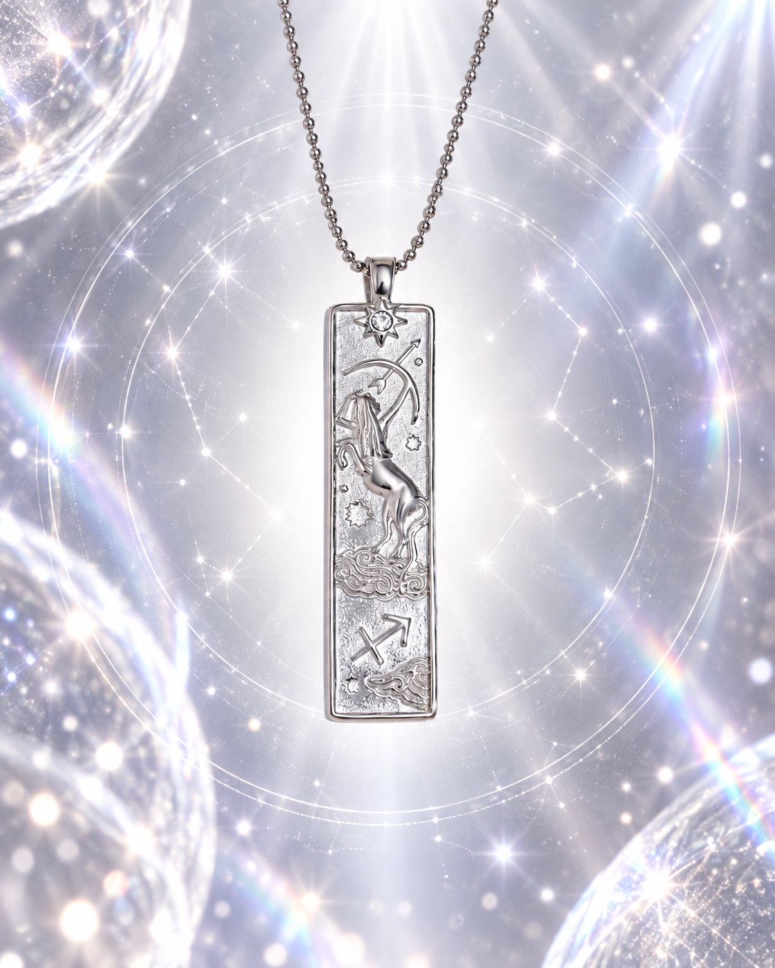Schütze Sternzeichen Kette in Silber mit kunstvollem Zodiac Anhänger von ANNURAH