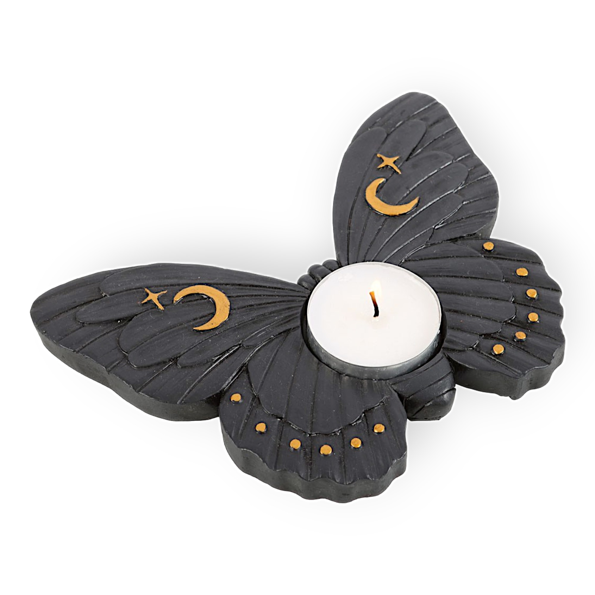 Schwarze Motte Teelichthalter
