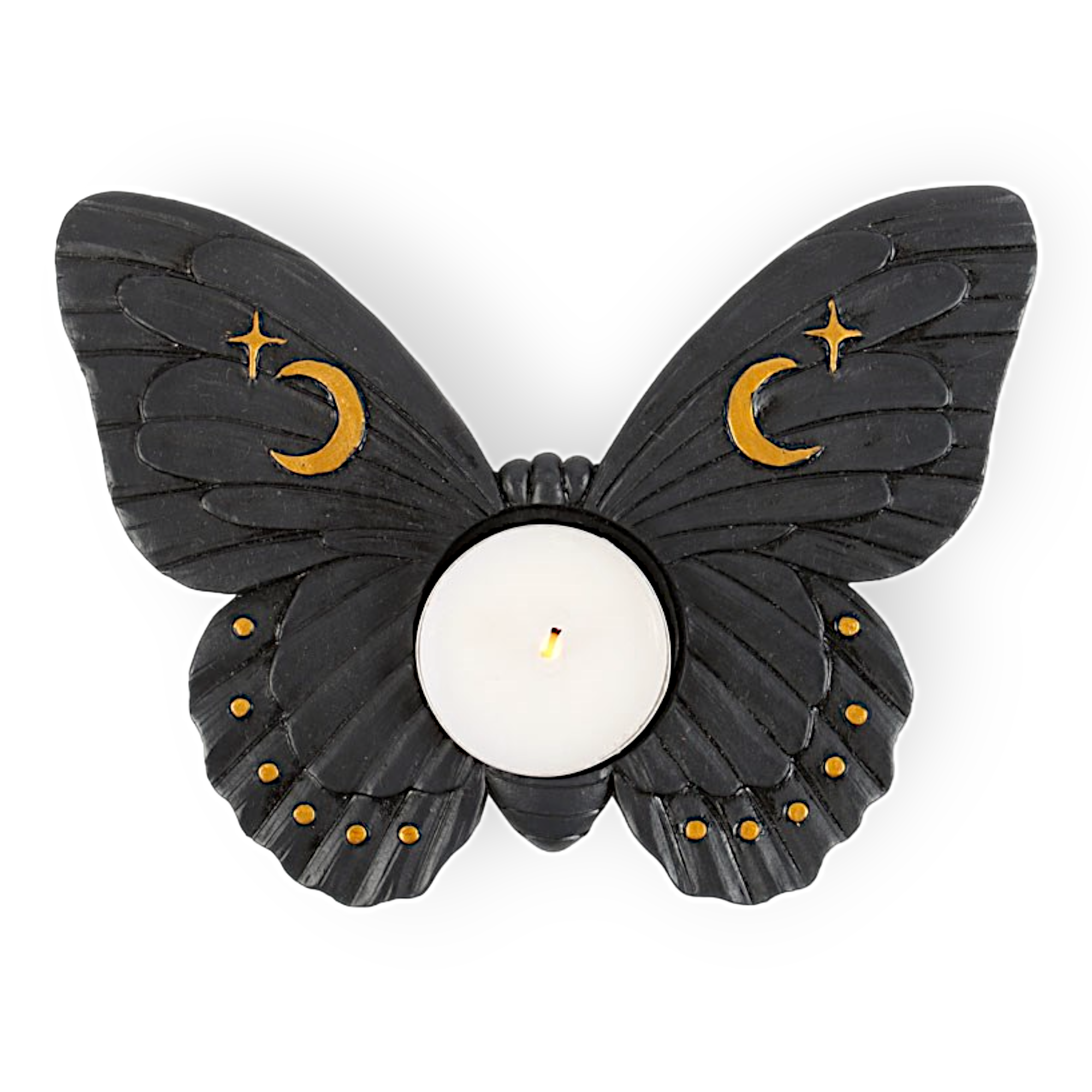 Schwarze Motte Teelichthalter