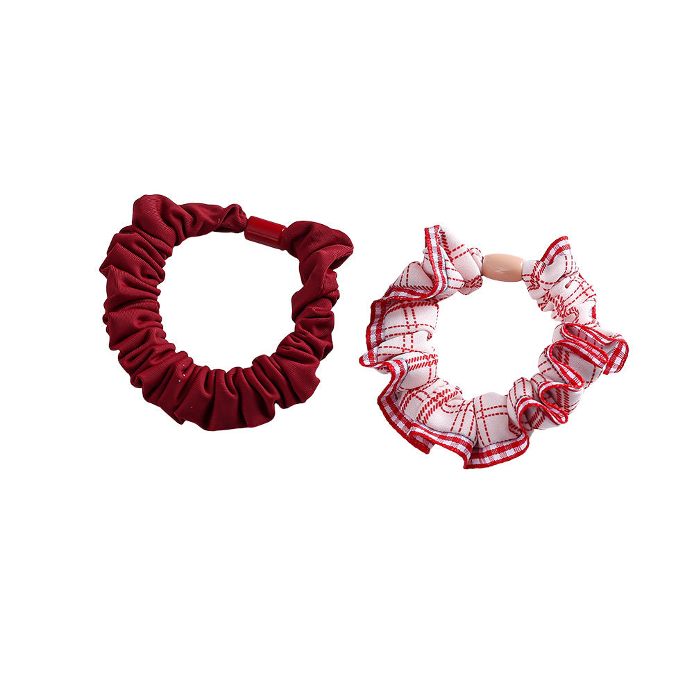 2er-Set Scrunchies – Rot & Karo
