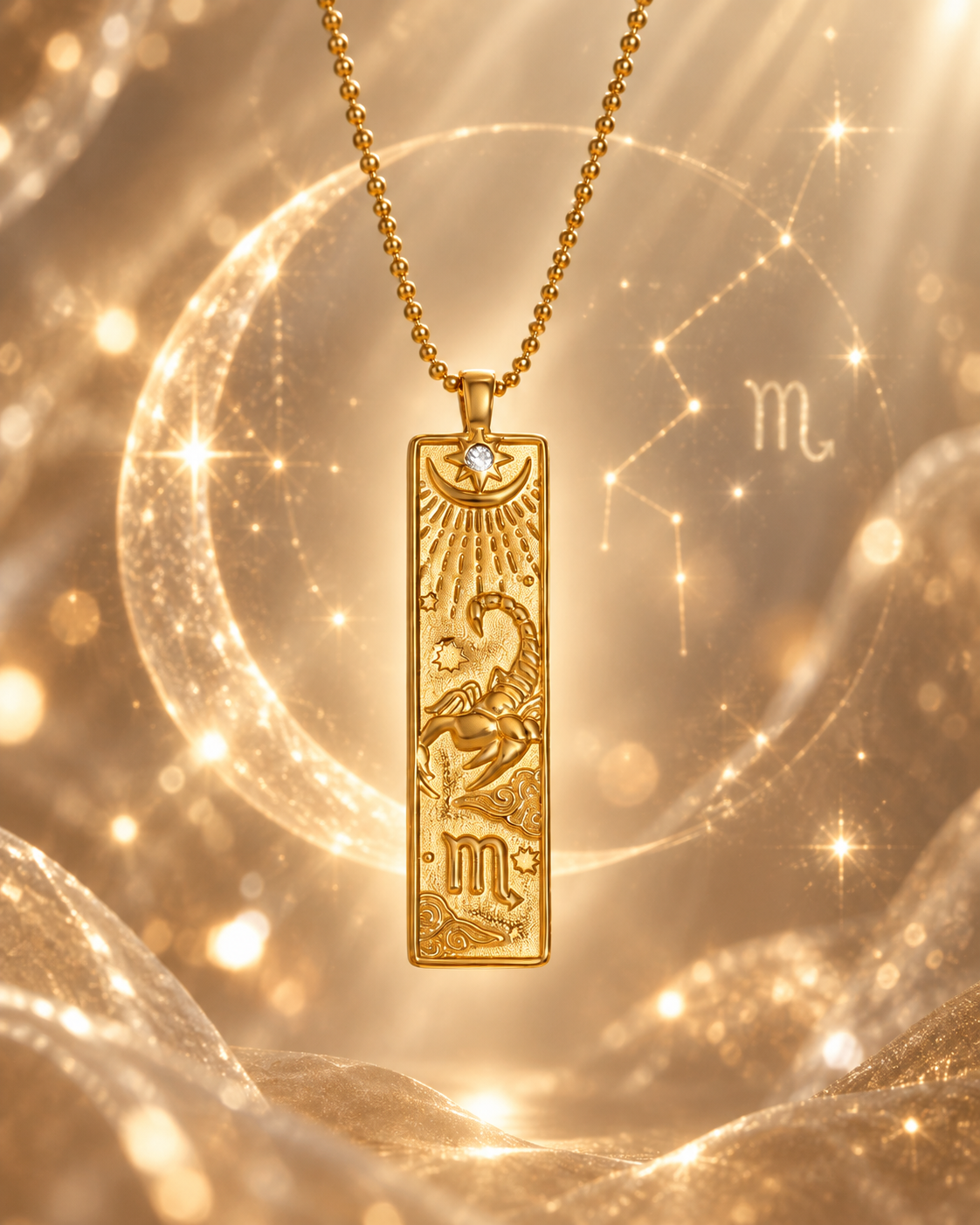 Skorpion Sternzeichen Kette in Gold mit kunstvollem Zodiac Anhänger von ANNURAH