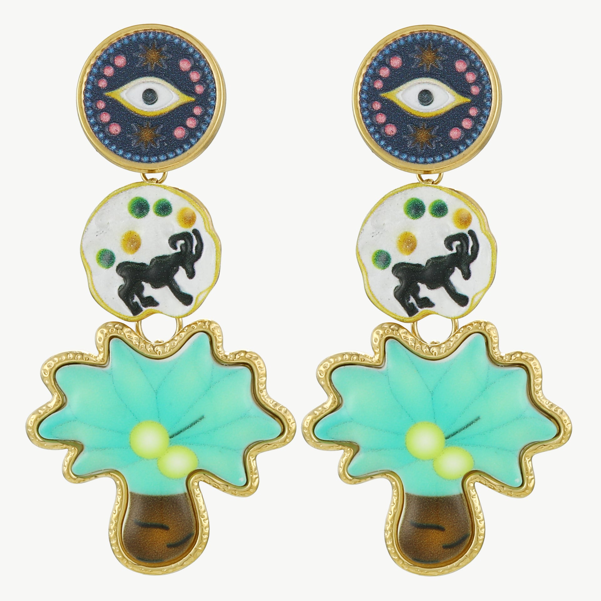 Mystic Soul Ohrringe – Spiritueller Statement Schmuck mit Auge & Symbolen