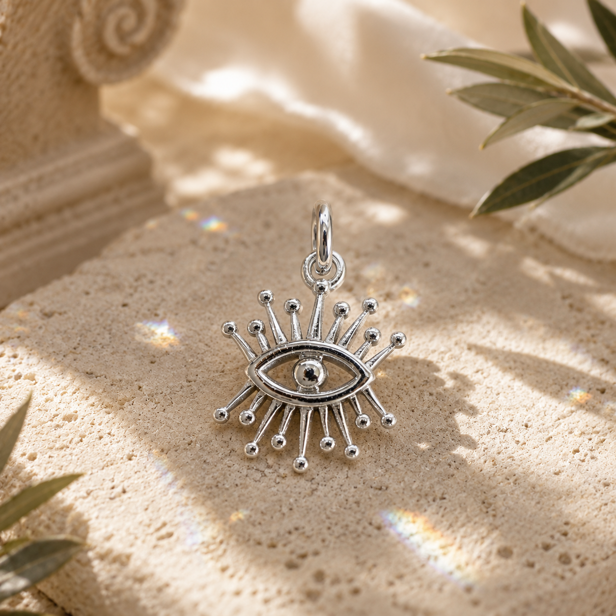 Sonnenauge Charm | Edelstahl Anhänger Gold & Silber | Mein Mantra