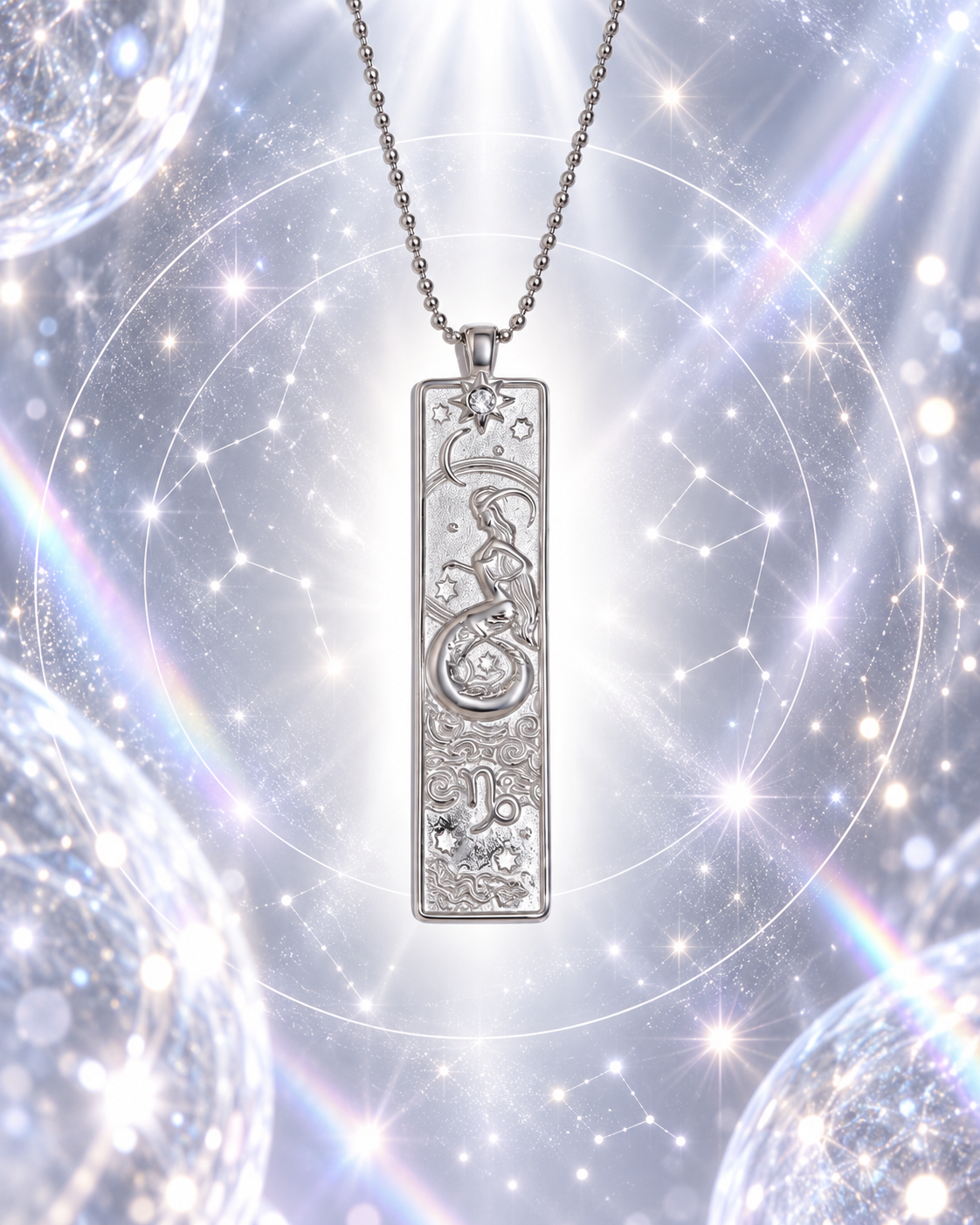 Steinbock Sternzeichen Kette in Silber mit kunstvollem Zodiac Anhänger von ANNURAH