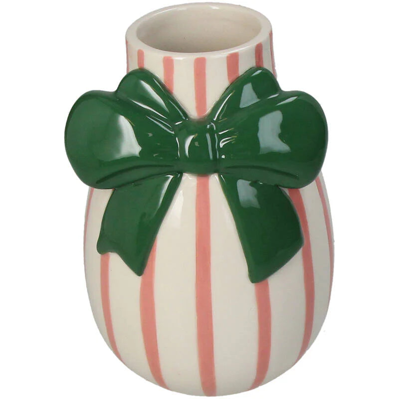 Steingut Vase mit Schleife – Bogenform in Mehrfarbig